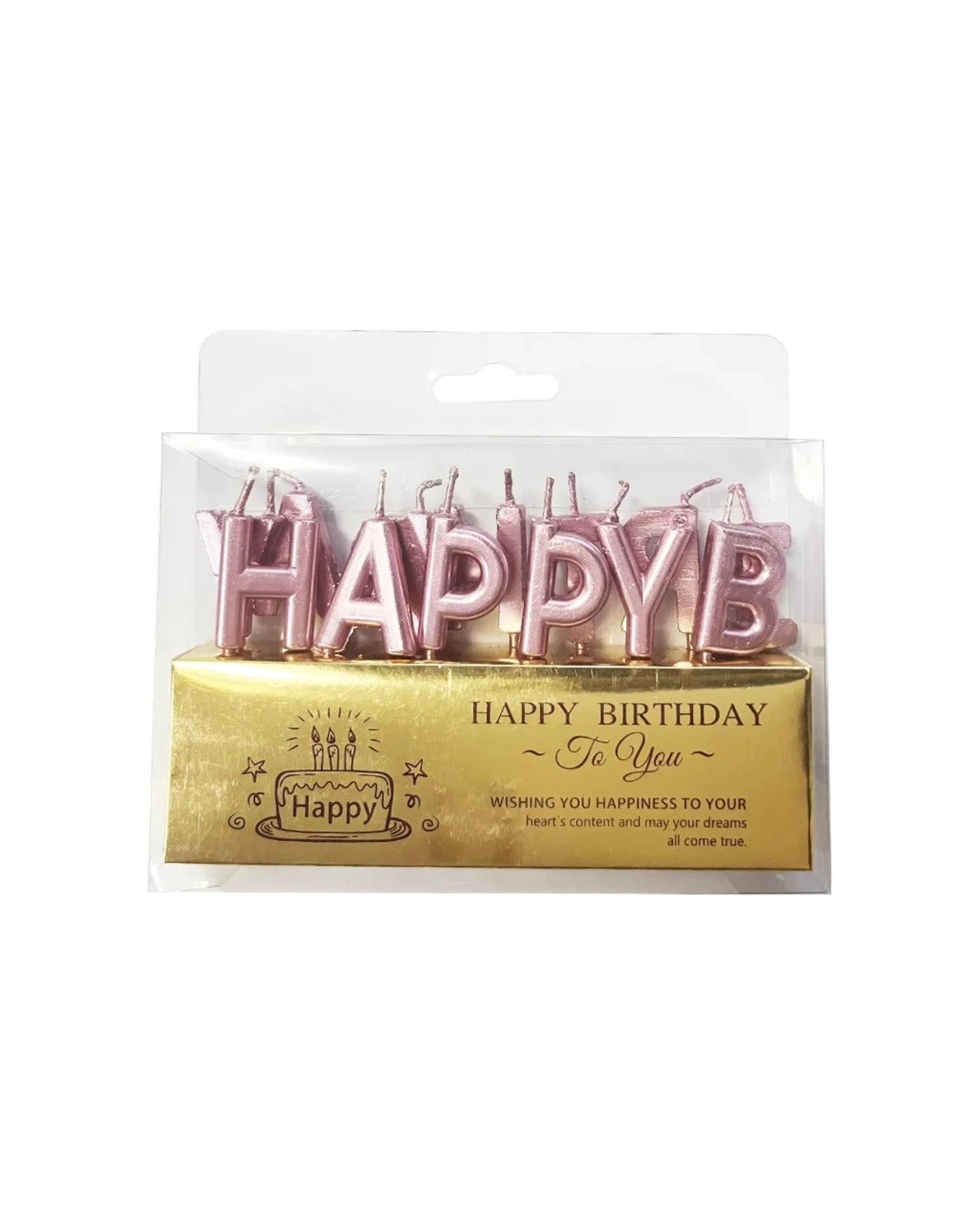 1 Party Maker Happy Birthday Candle Cake Decoration Rose - Gold, 1 of 1