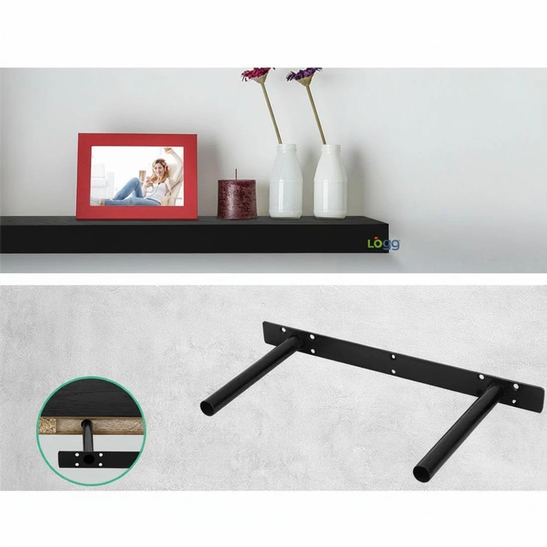5 Artiss Floating Wall Shelf Set Of 3 Display Storage Space Saving Modern Decor Easy Install Sturdy Wall Mounted - Black, 5 of 10