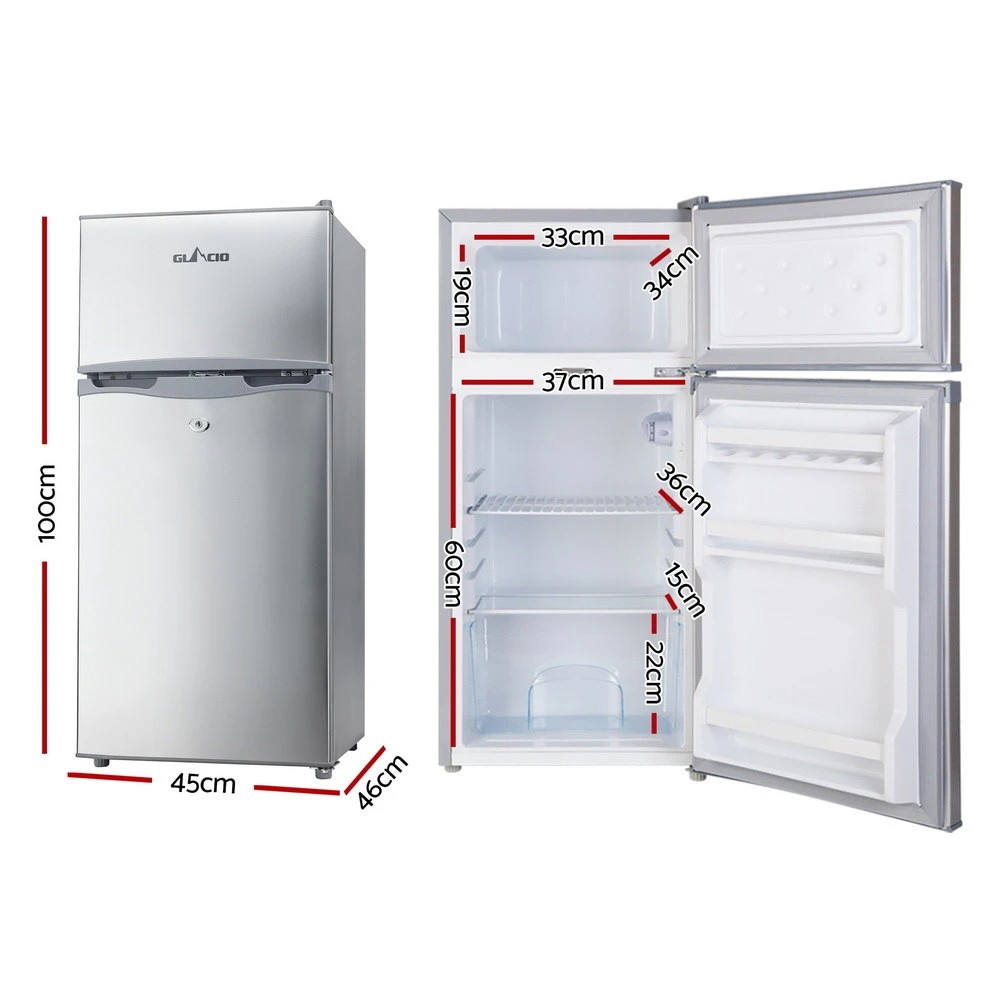 2 Glacio 100L Portable Fridge Freezer Bar Upright 12V/24V/240V Camping - Silver, 2 of 9