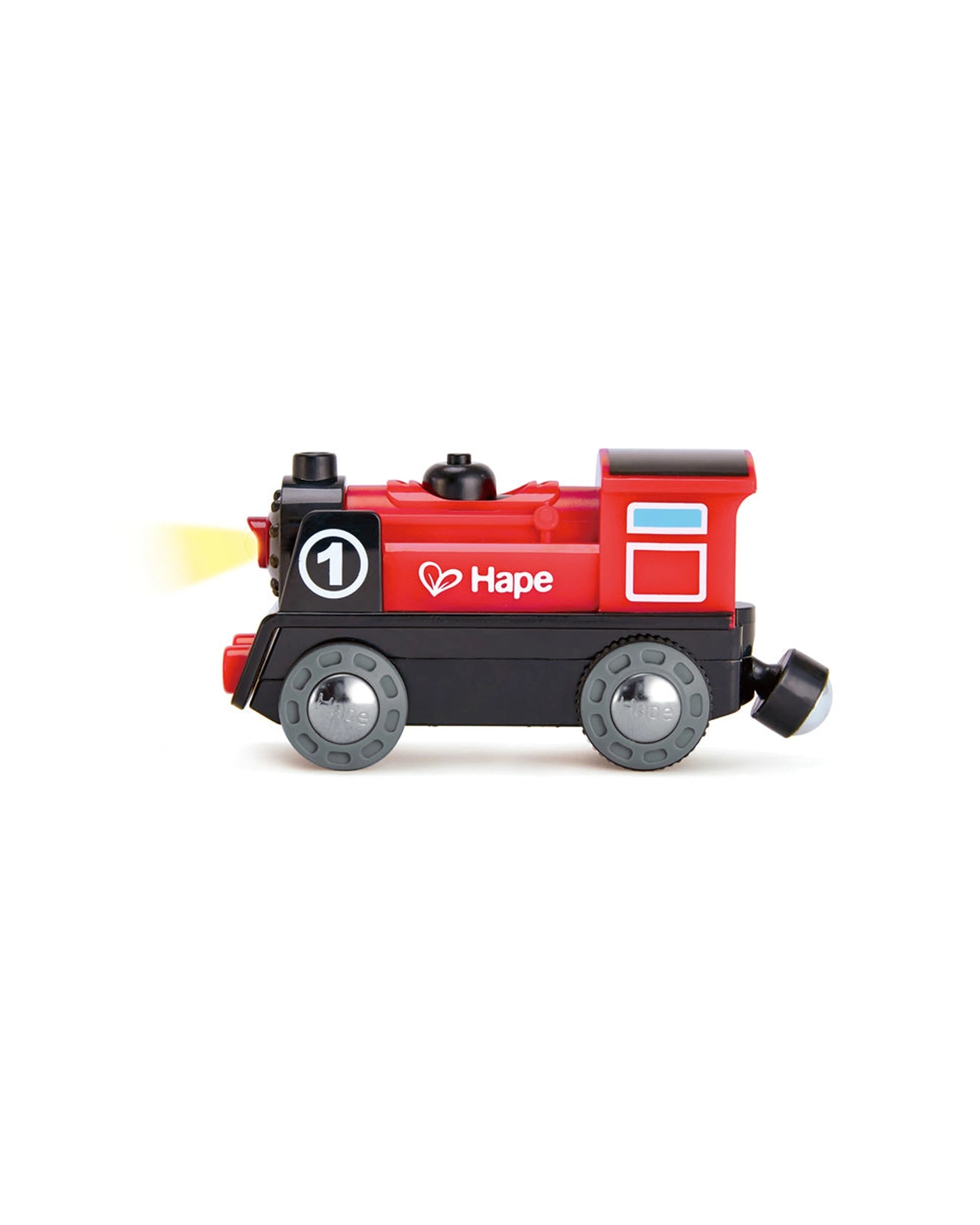 1 Hape Kids Battery Powered Engine No. 1 Wooden Train Toy With Light - Red, 1 of 3