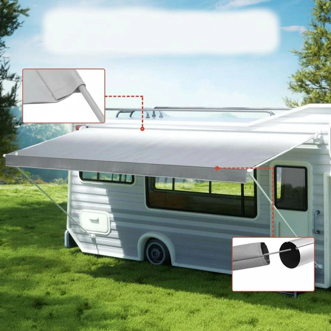 4 Weisshorn 16ft Caravan Awning RV Replacement Fabric 4.58M x 2.42M - Grey, 4 of 5