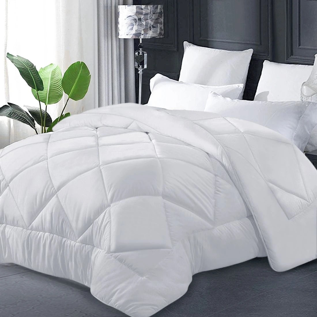 1 Giselle Bedding 400gsm Microfibre Bamboo Quilt King
 - King Bed
 - White, 1 of 8