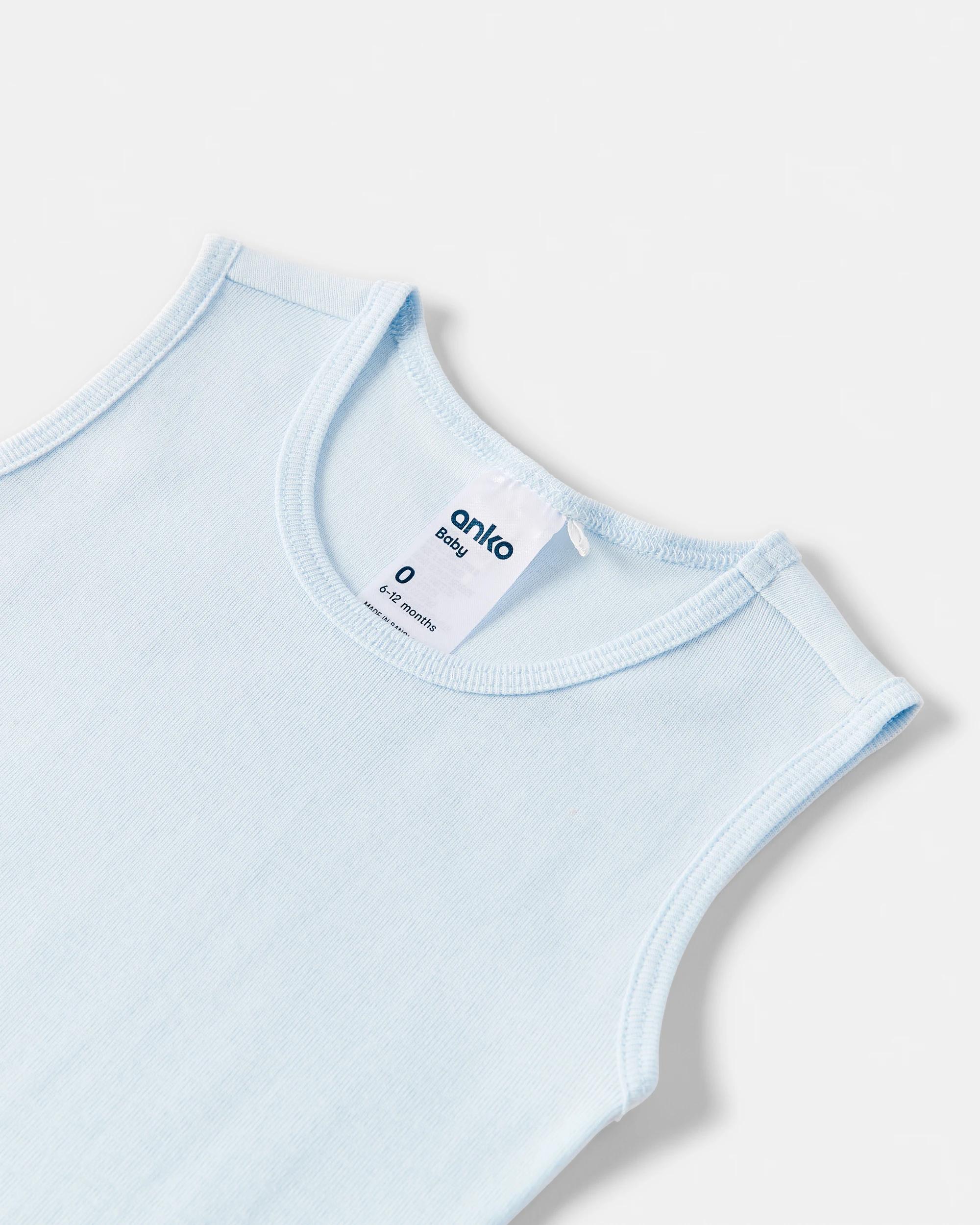 5 2 Pack Cotton Sleeveless Bodysuits Blu Pck, 5 of 6