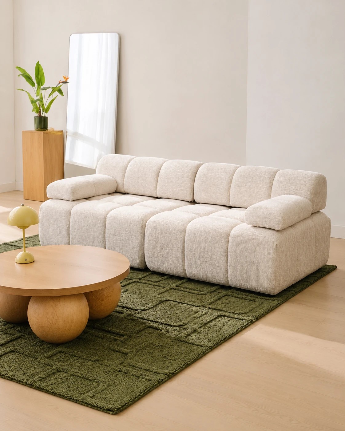 1 Mali 2 Seat Compressed Sofa - Cream, 1 of 7