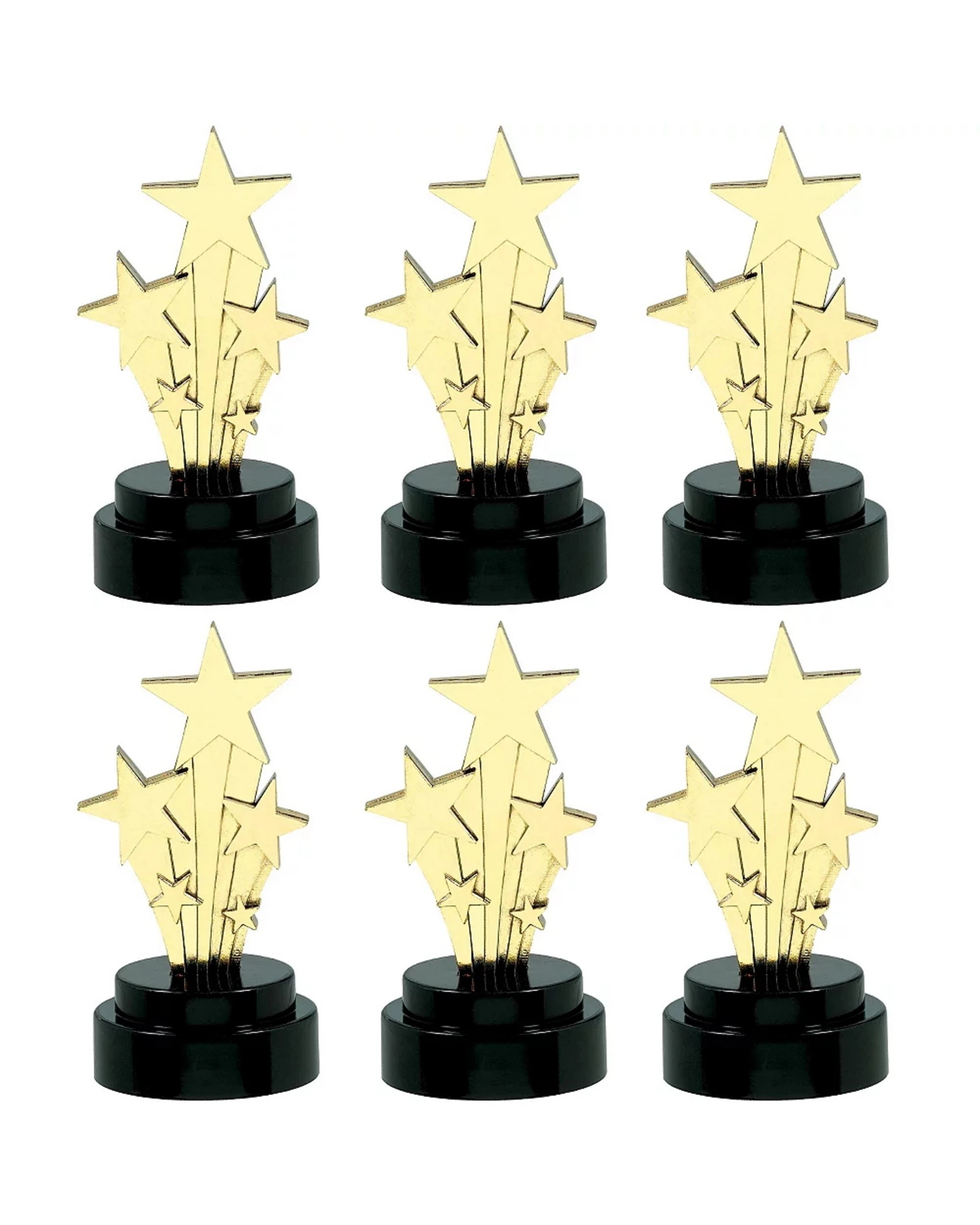 1 Amscan Small Novelty Shooting Star Trophies Pack of 6 - Gold, 1 of 1
