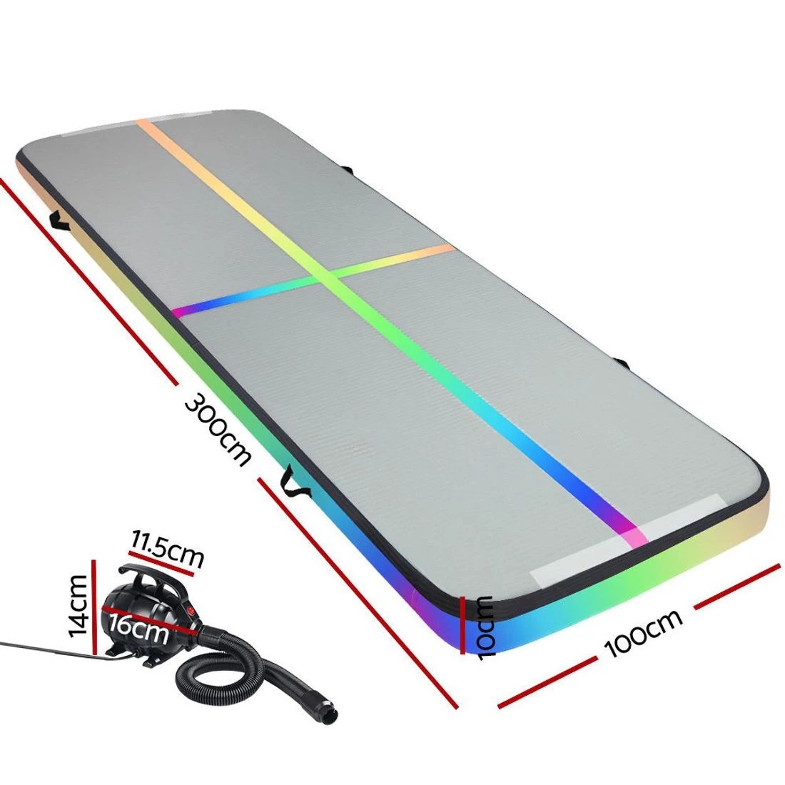 2 Everfit 3M Air Track Gymnastics Tumbling Exercise Mat Inflatable Mats + Pump - Multi, 2 of 6