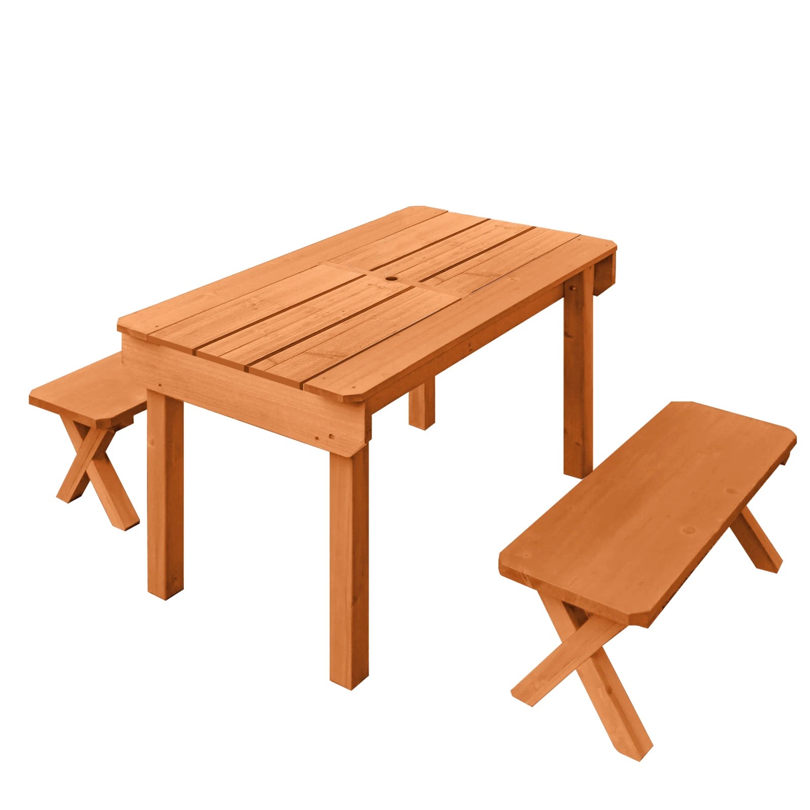 5 Kidbot Kids Sand and Water Table Picnic Chairs Outdoor Wooden Bench Adjustable Umbrella Children Play Station Storage, 5 of 6
