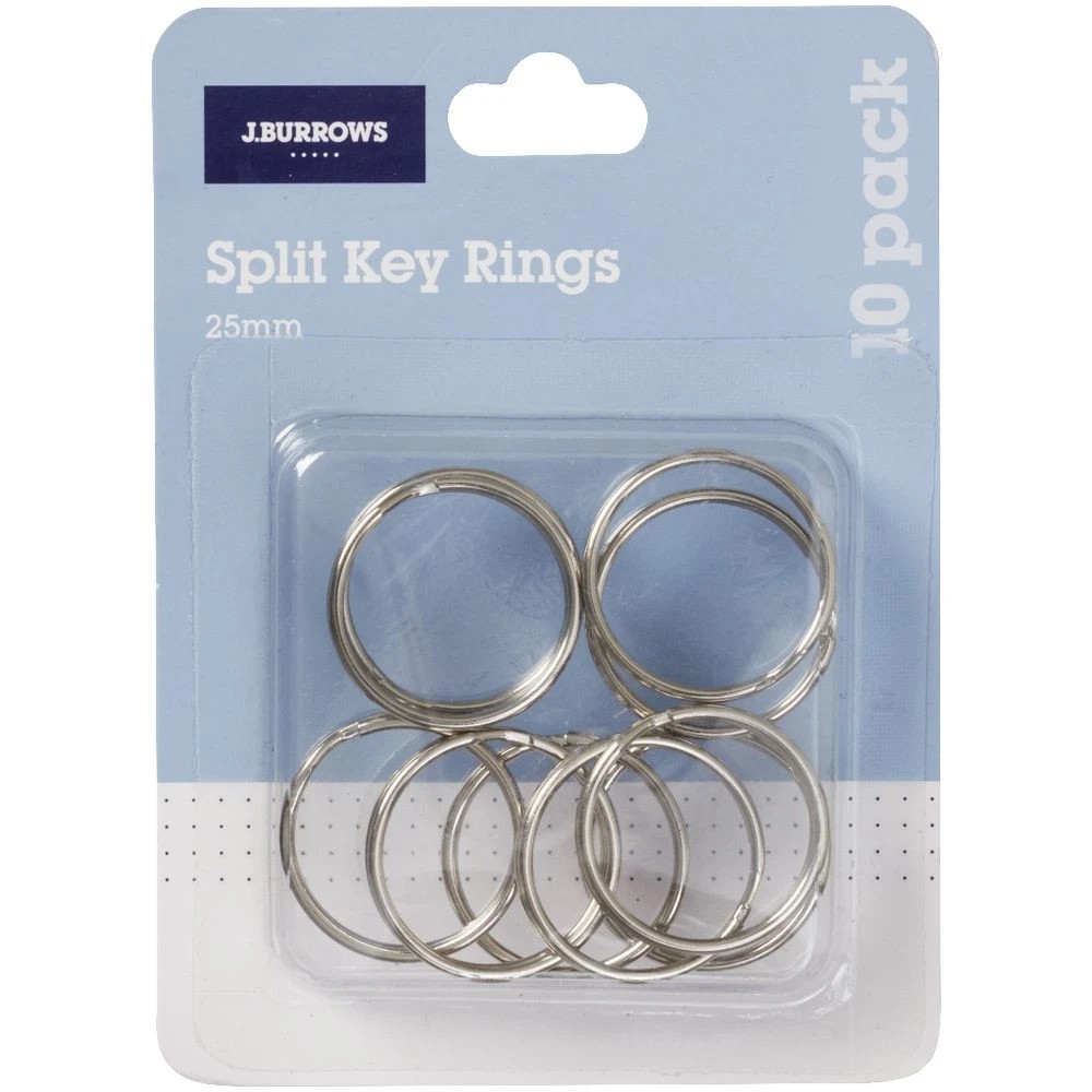 2 J.Burrows Split Key Rings 25mm Silver 10 Pack, 2 of 3