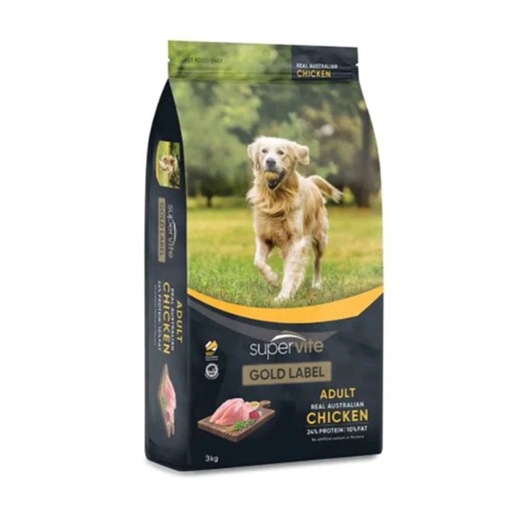 1 Supervite Gold Label Adult Real Australian Chicken Dry Dog Food  3 Kg, 1 of 1