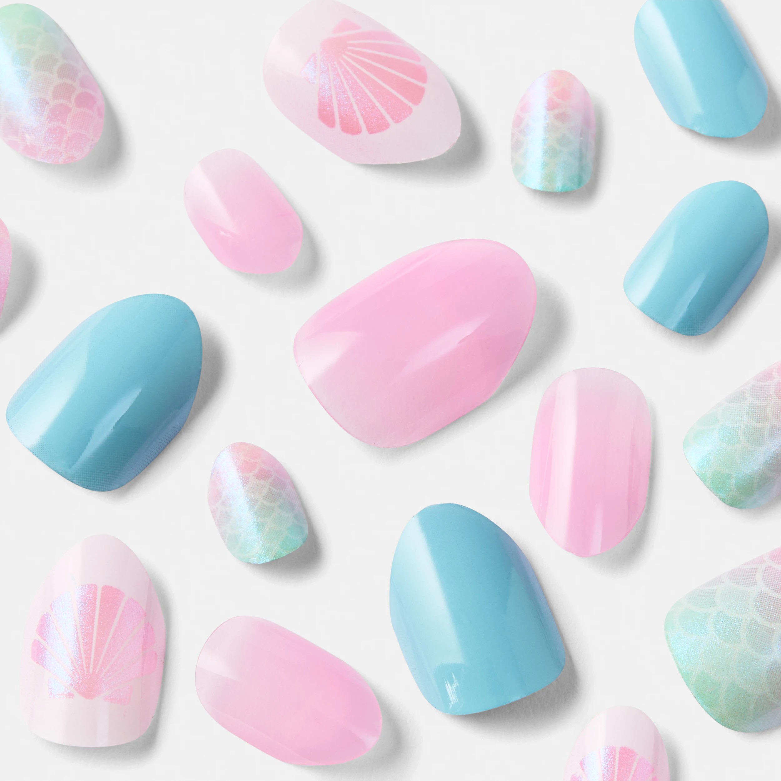 4 OXX Junior 24 Pack Kids Pre-Glued Stick-On Nails - Mermaid, 4 of 5