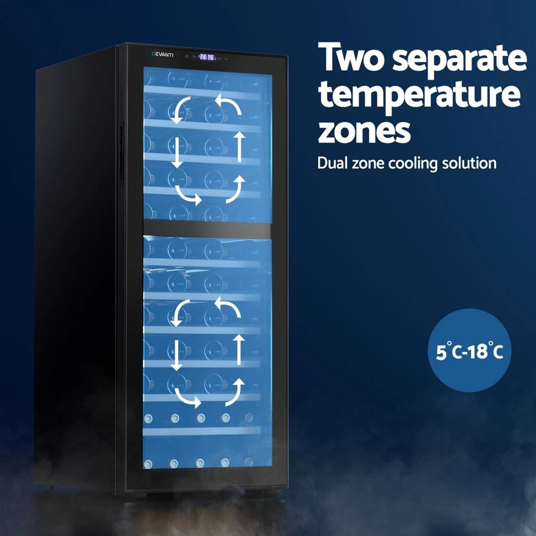 5 Devanti Wine Fridge Cooler Compressor Dual Zone 80 Bottles - Black, 5 of 7