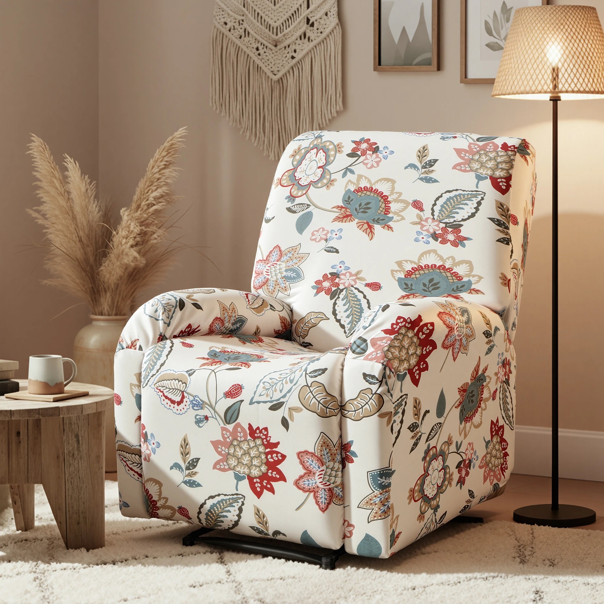 4 Artiss Stretch Kids Recliner Cover 4-Pieces Slipcovers Printed Polyester - Pink, 4 of 4