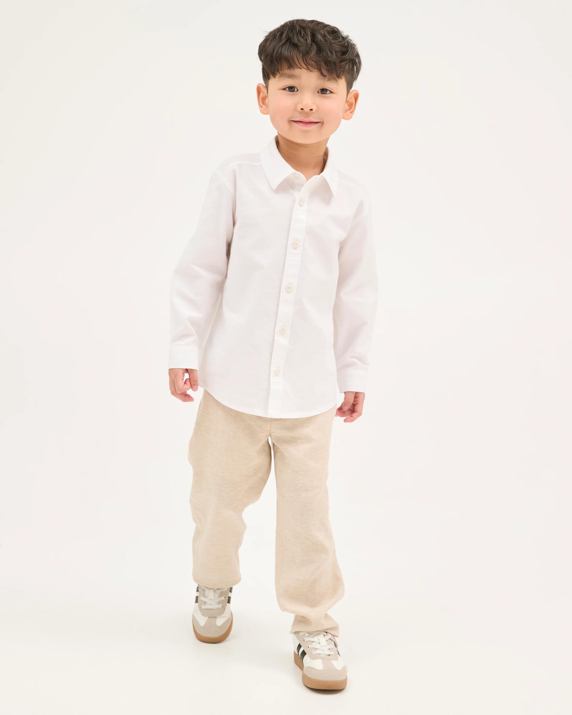 2 Target Kids Long Sleeve Oxford Suiting Shirt WHITE, 2 of 5