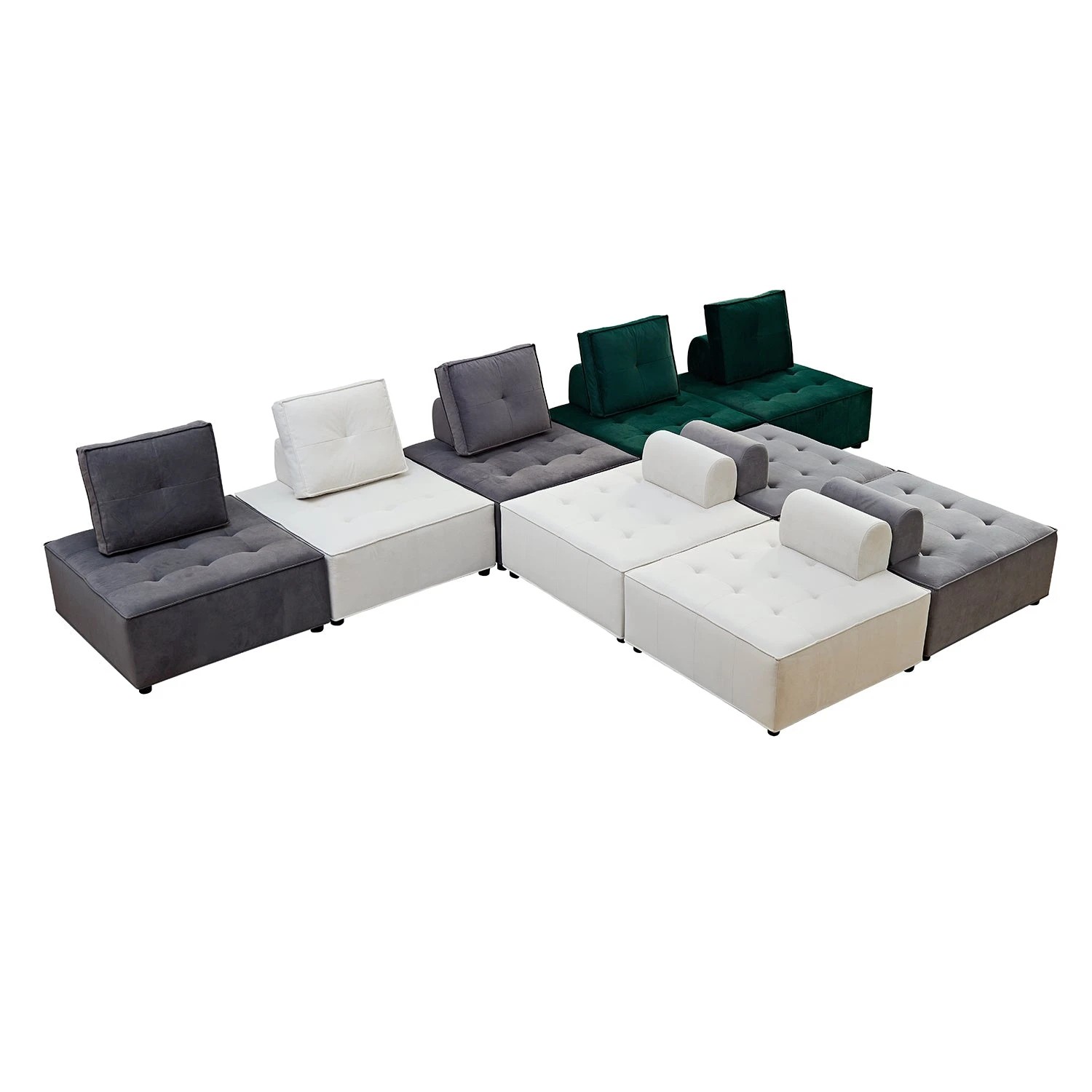 8 Foret 86cm Armless Seat Modular Extension Lounge Couch Velvet Sofa Light Grey, 8 of 9