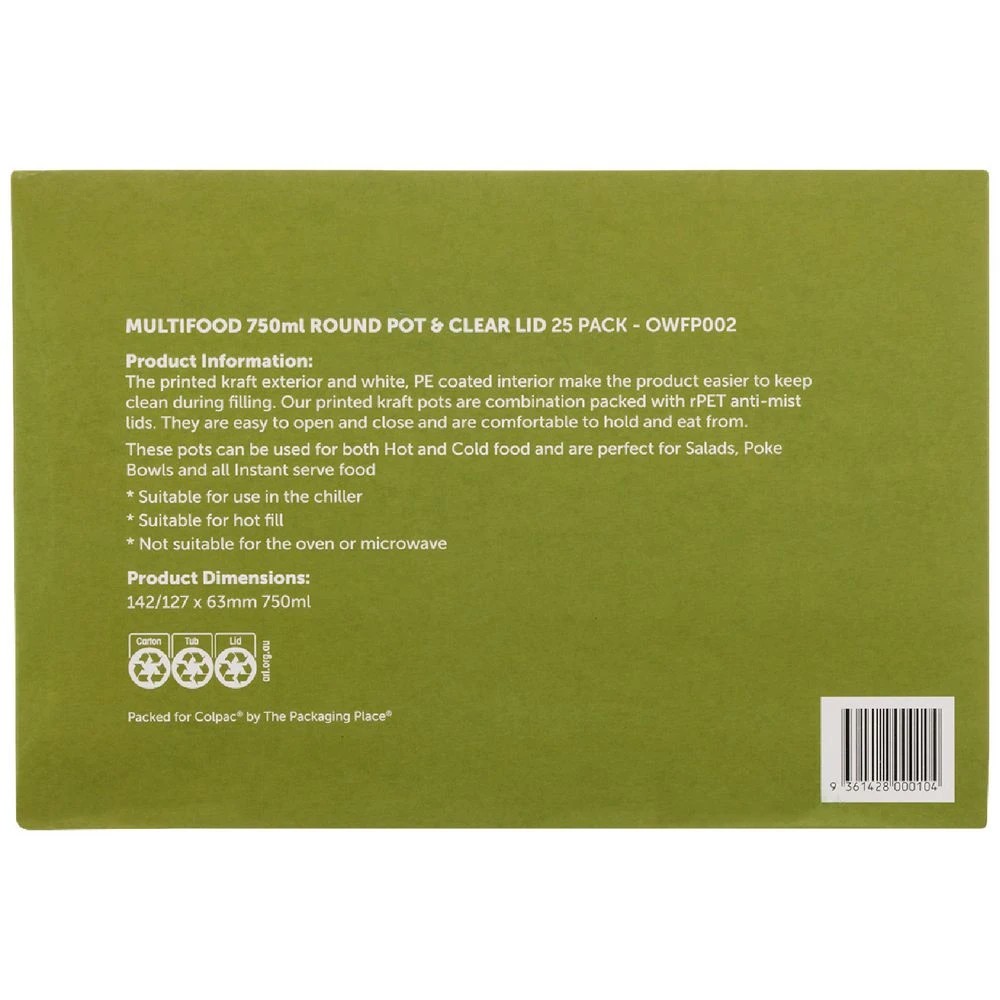 2 Colpac Multifood Round Pot and Lid 750ml 25 Pack, 2 of 4