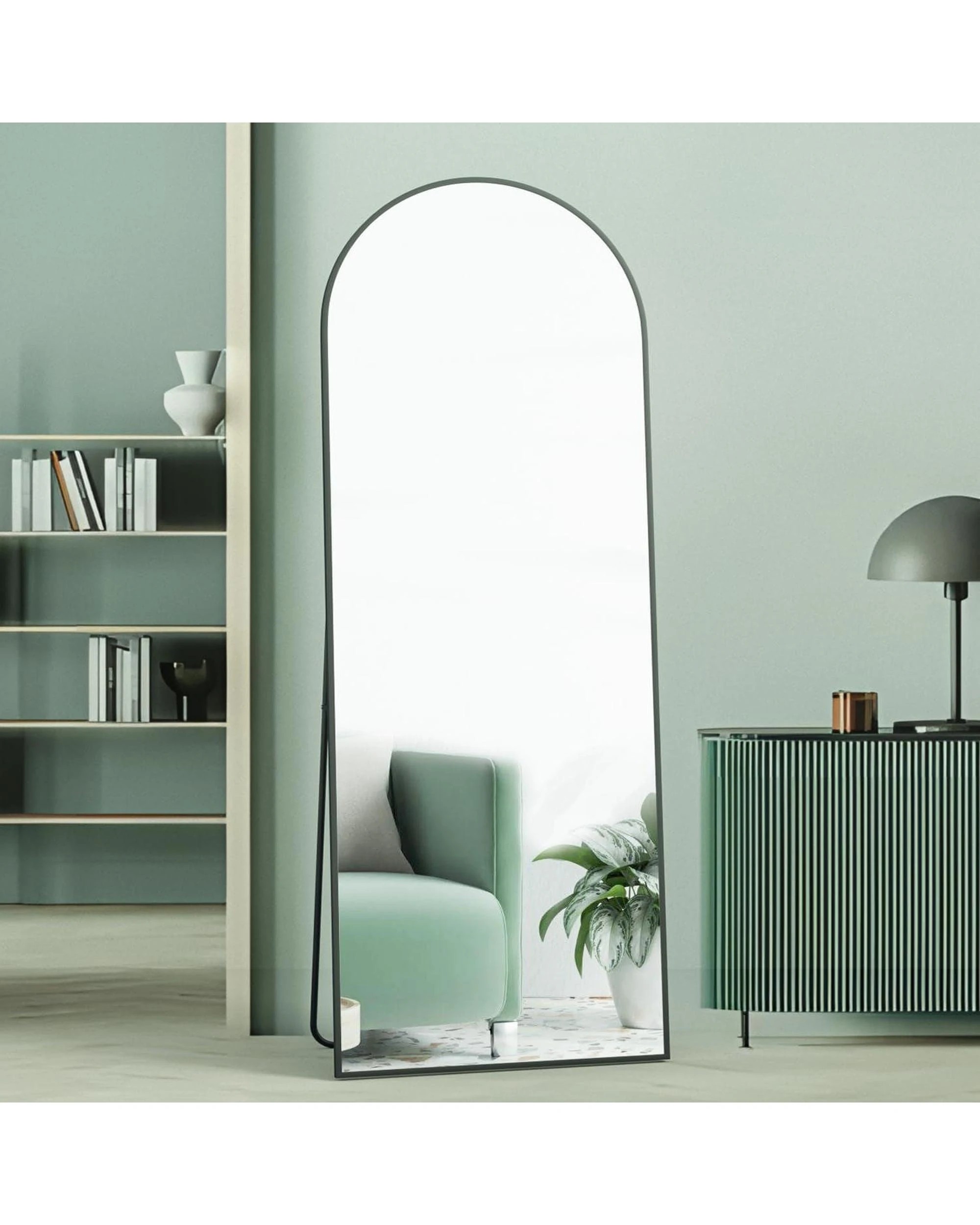8 OAKORY 162x53cm Arched Full Length Mirror, Floor Mirror for Bedroom Living Room Entry Black - Black, 8 of 8