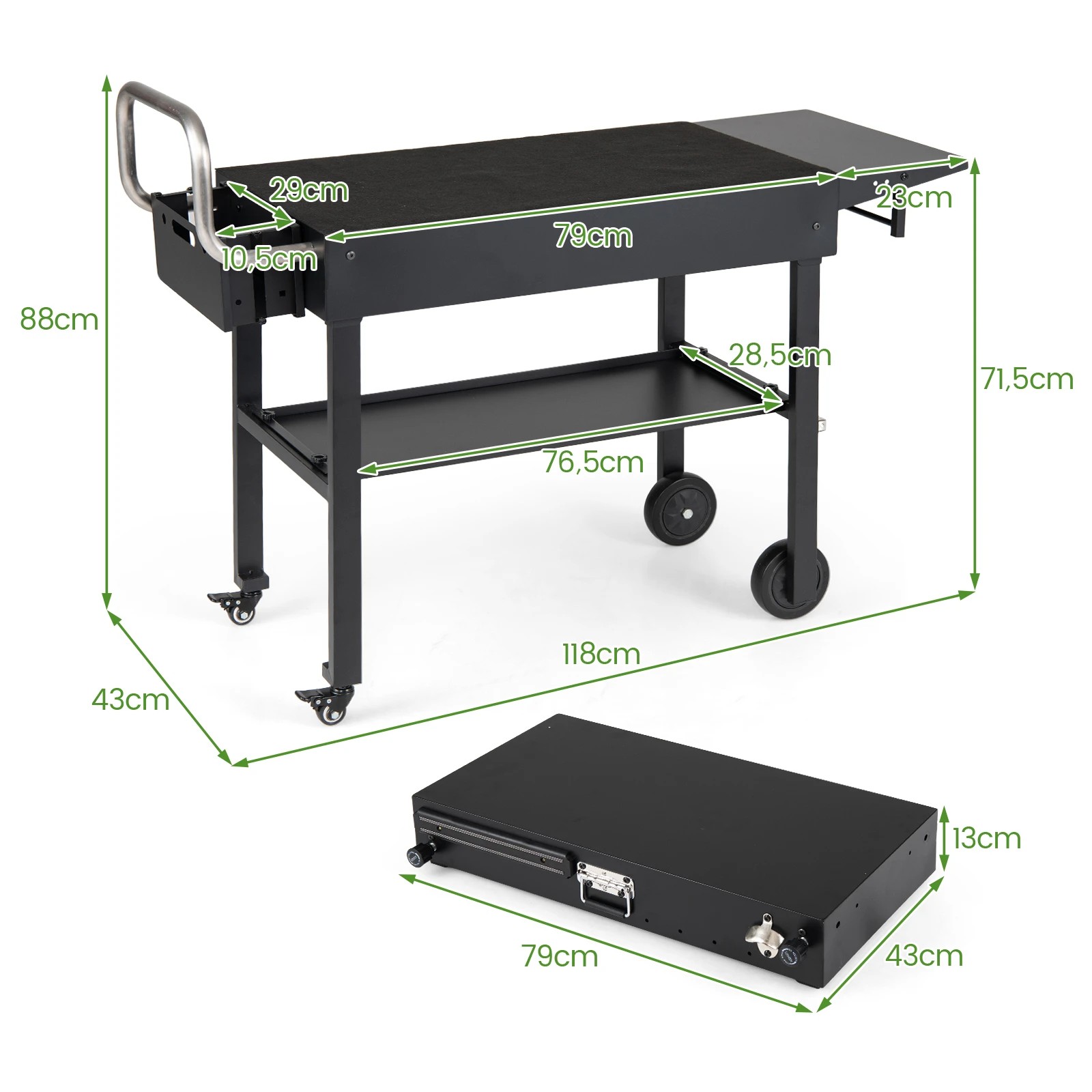2 Costway Outdoor Grill Cart Foldable Rolling BBQ Table for Blackstone Griddle Tool Rack, 2 of 3