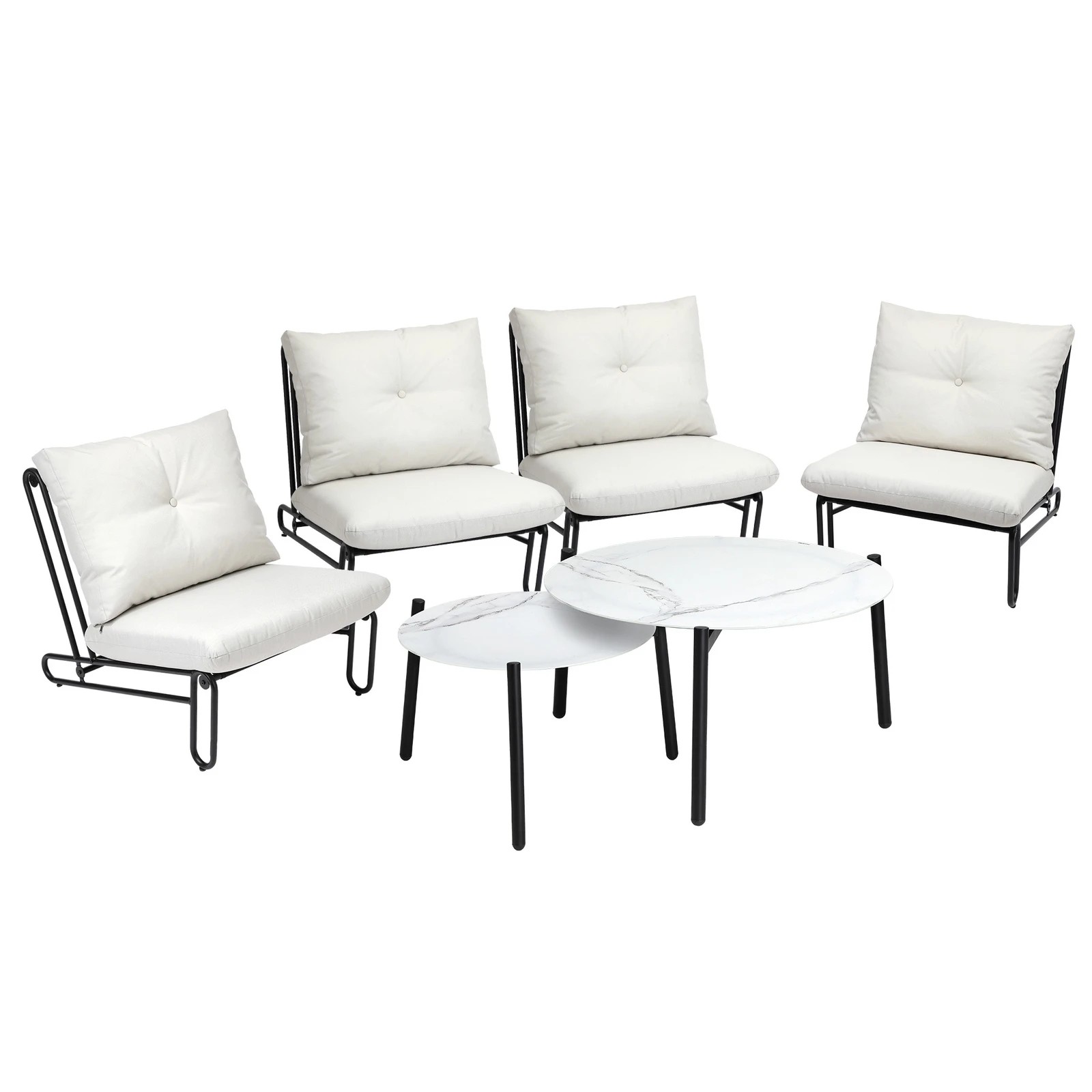 6 Livsip Outdoor Sofa Set 6-Piece Lounge Setting Table Chairs - Beige, 6 of 9