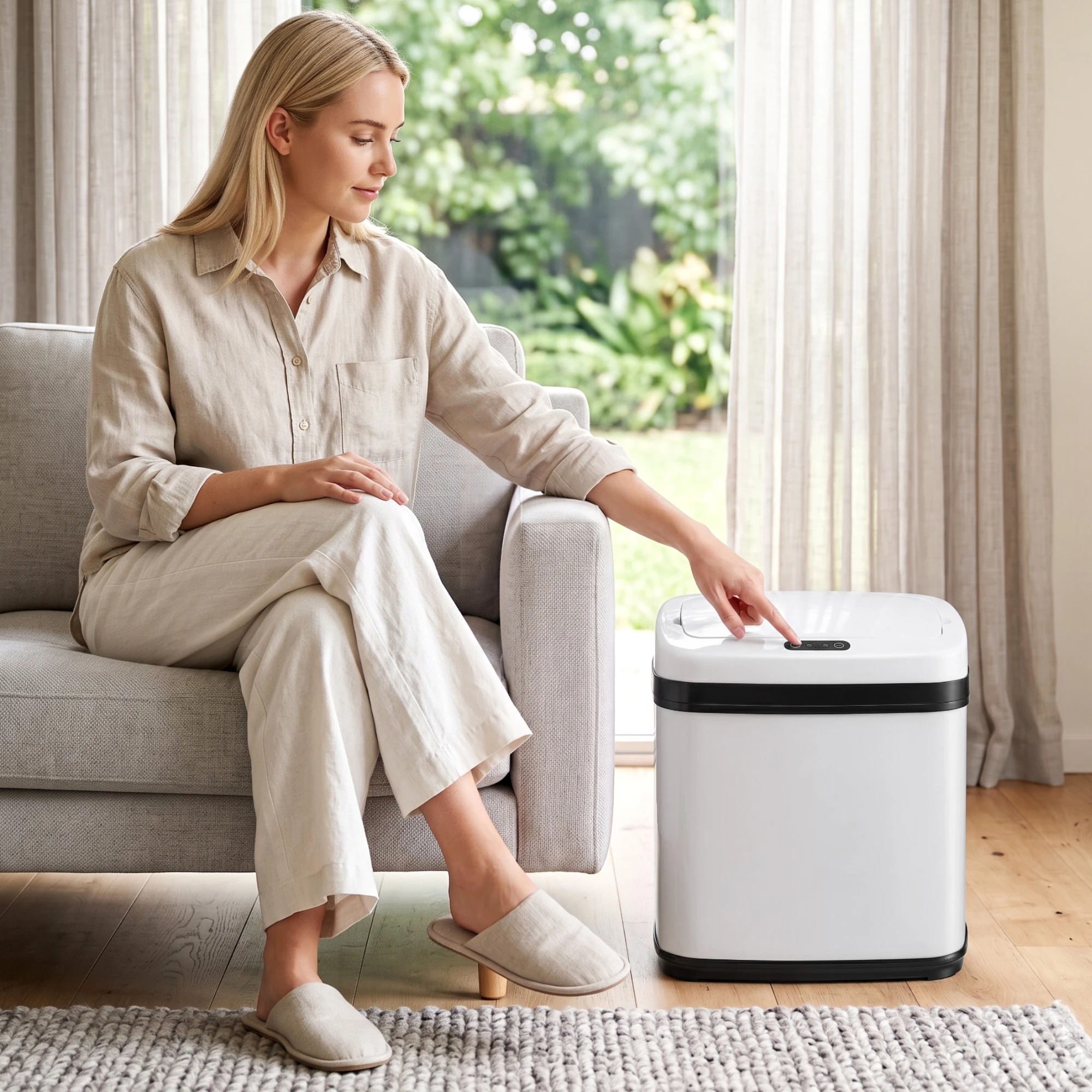 5 Devanti 15L Motion Sensor Bin Touchless Bins Soft-Close Rubbish Trash Can - White, 5 of 9