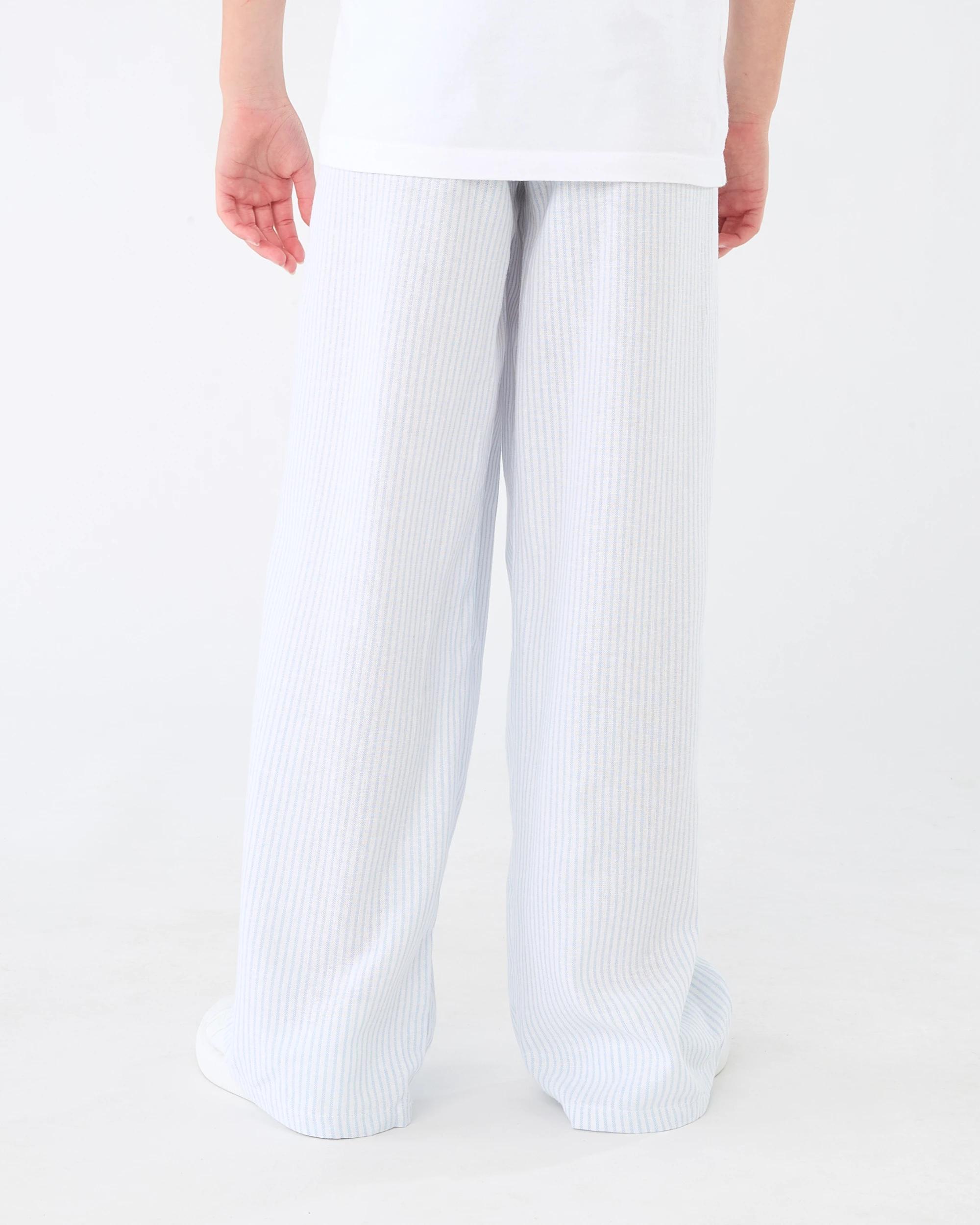 2 Linen Pants Blu Stripe, 2 of 6