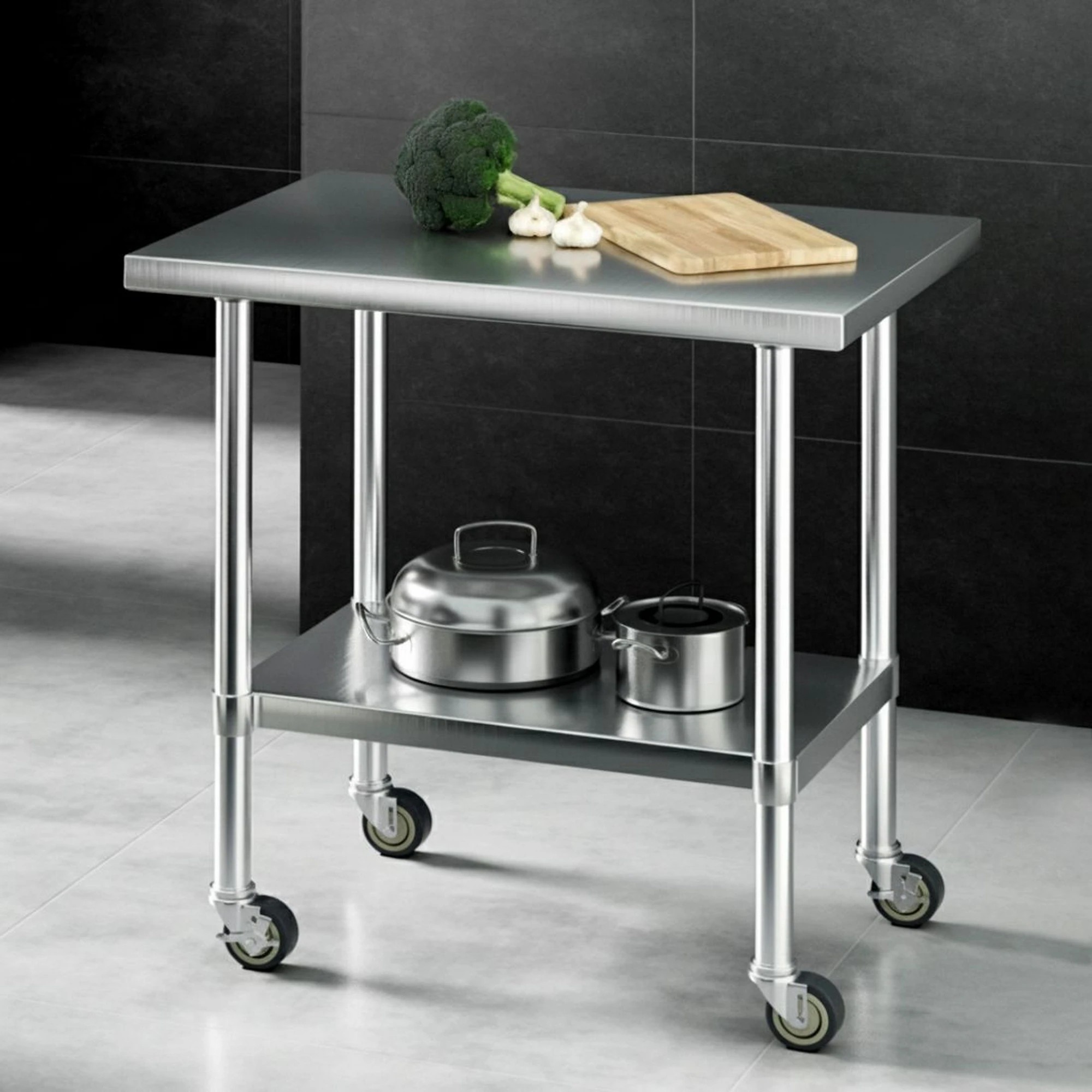2 Cefito Stainless Steel Kitchen Benches Work Bench Wheels - Multi, 2 of 7
