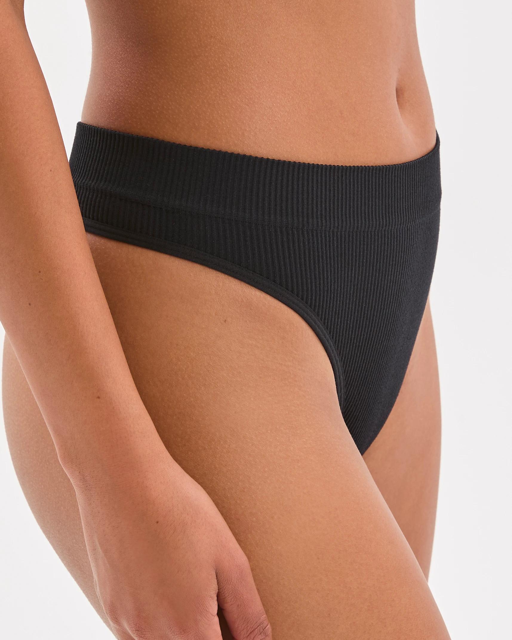 4 Lily Loves 2 Pack Ribbed Seamfree High Waisted G-String Briefs BLACK, 4 of 4