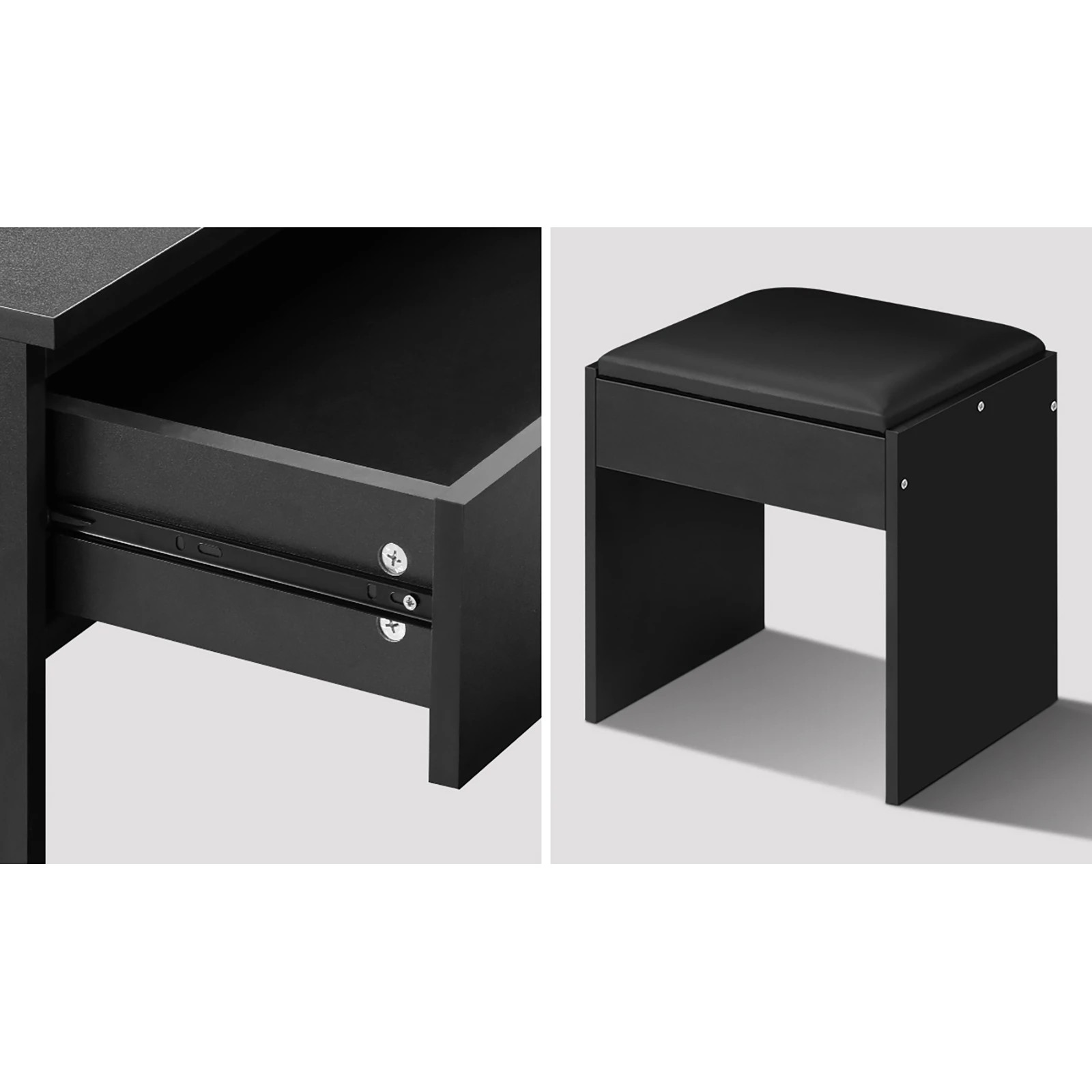 4 Oikiture Dressing Table Stool Set Makeup Desk Mirror Storage 12 Led Bulbs
 - Black, 4 of 9