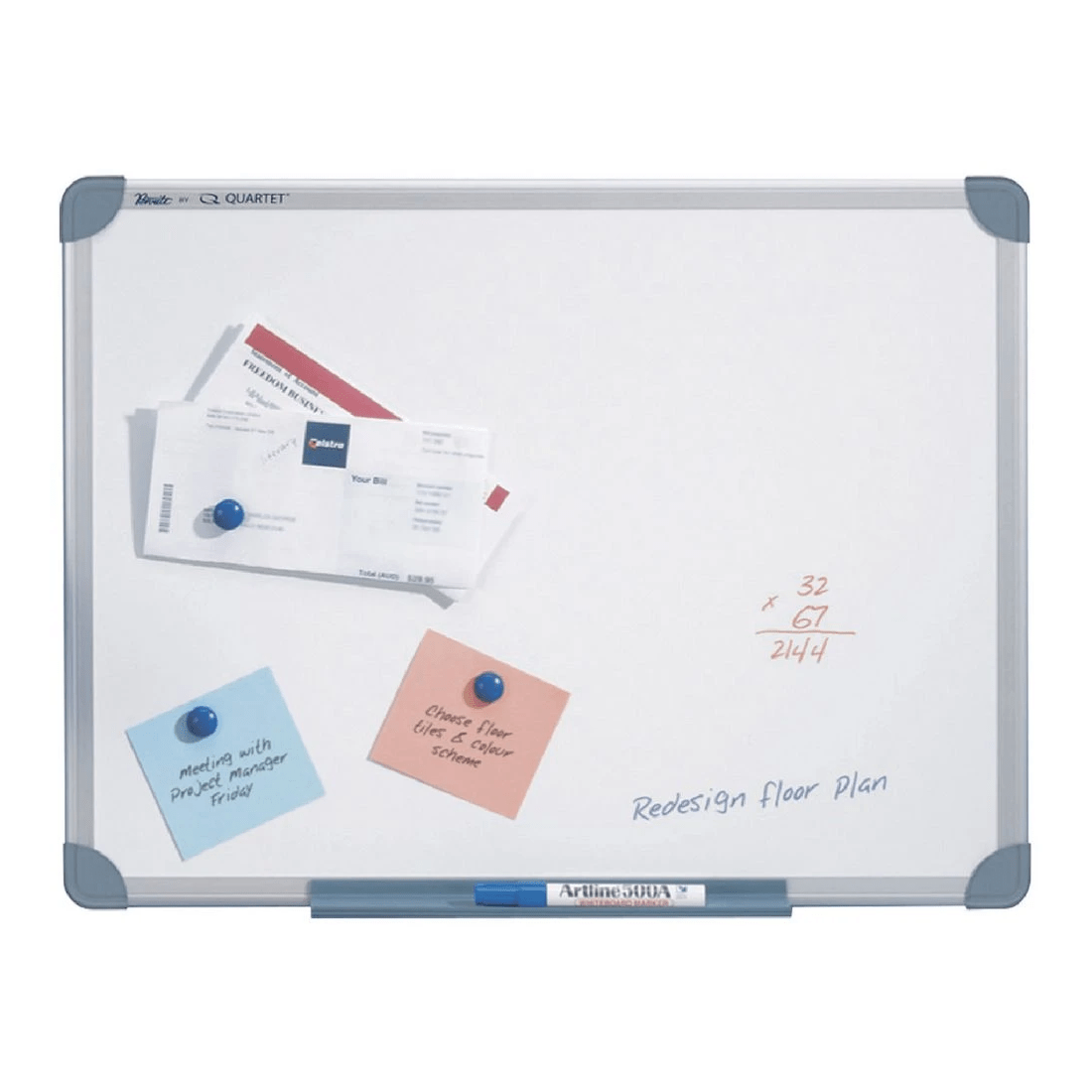 1 Penrite 1200 x 900mm Aluminium Frame Magnetic Whiteboard, 1 of 1