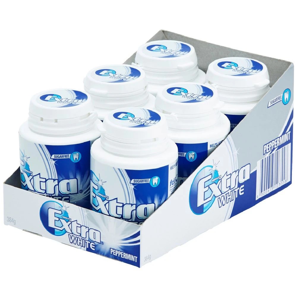 1 Extra White Sugar-free Chewing Gum in Bottle 64g 6 Pack, 1 of 2