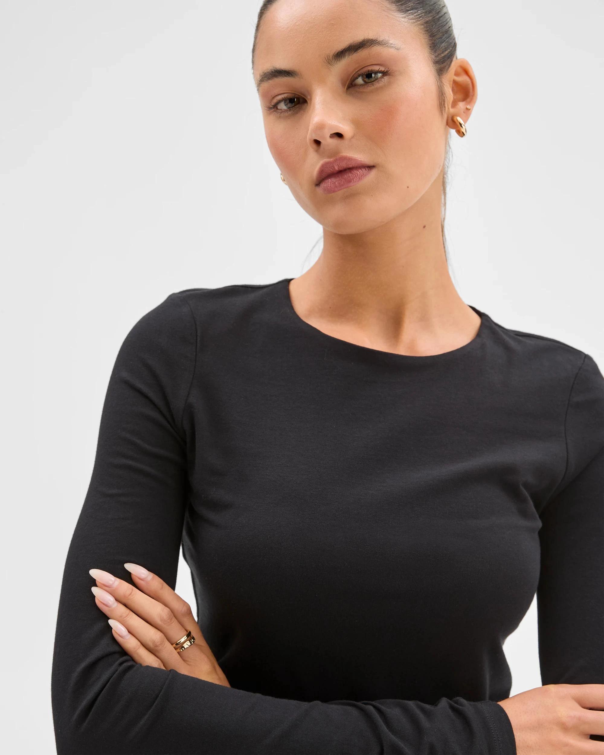 5 Lily Loves Australian Cotton Crew Neck Top BLACK, 5 of 7