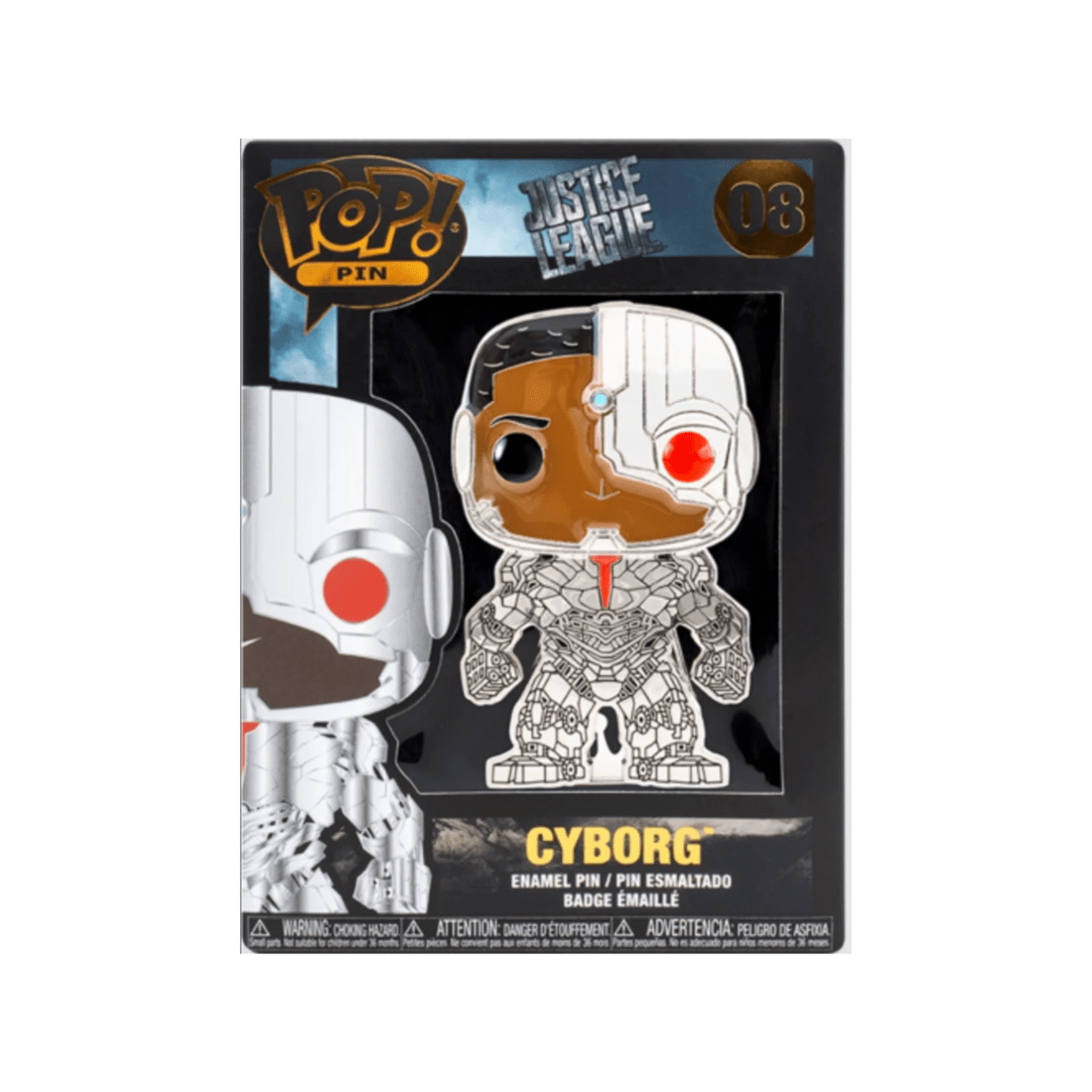 3 POP Justice League Cyborg Pop Enamel Pin 10cm Collectible 12 Years Plus - Multi, 3 of 3