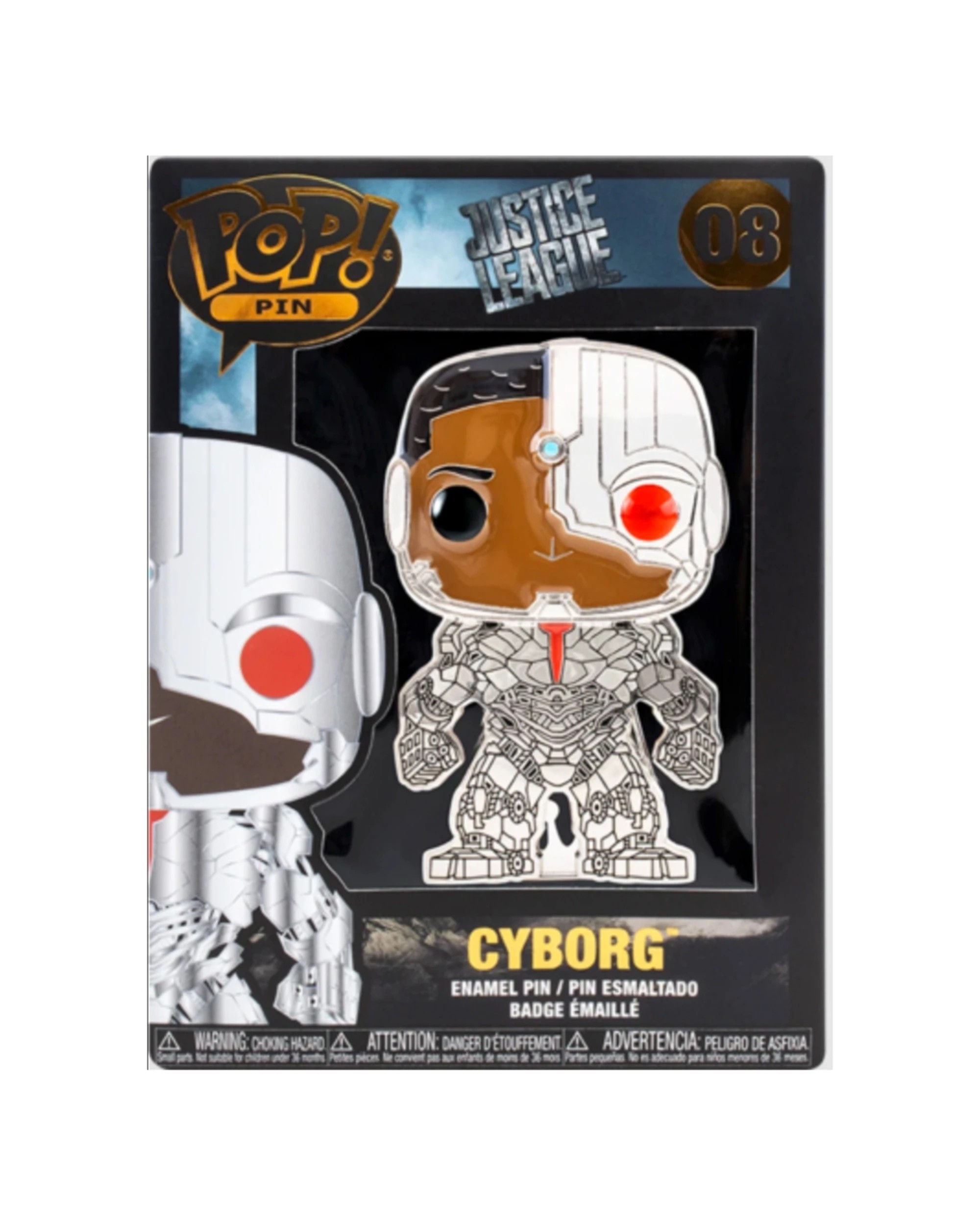 3 POP Justice League Cyborg Pop Enamel Pin 10cm Collectible 12 Years Plus - Multi, 3 of 3