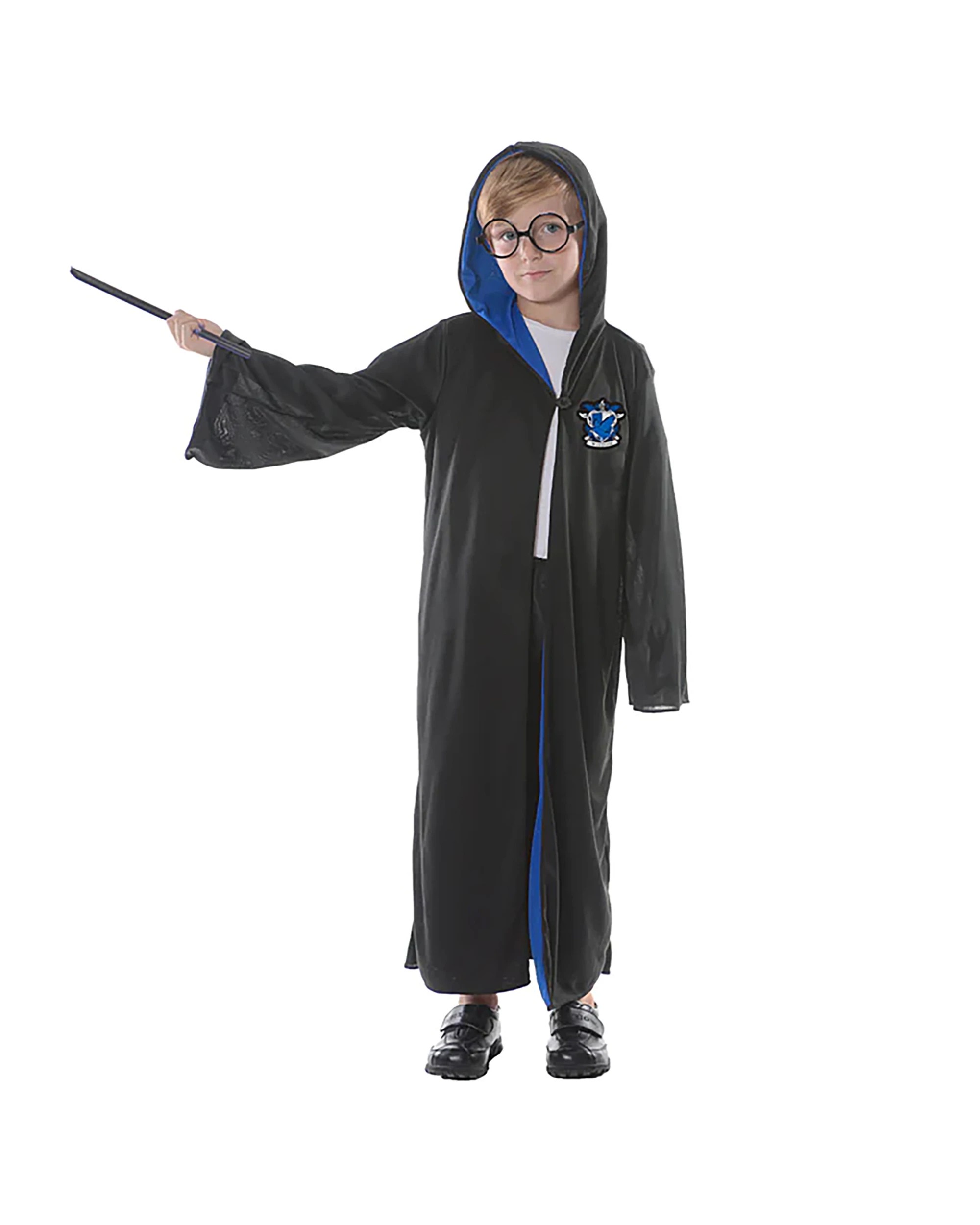 1 JD Party Blue Hooded Wizard Robe With Glasses 6 9 Years - 6-8 - Blue, 1 of 3