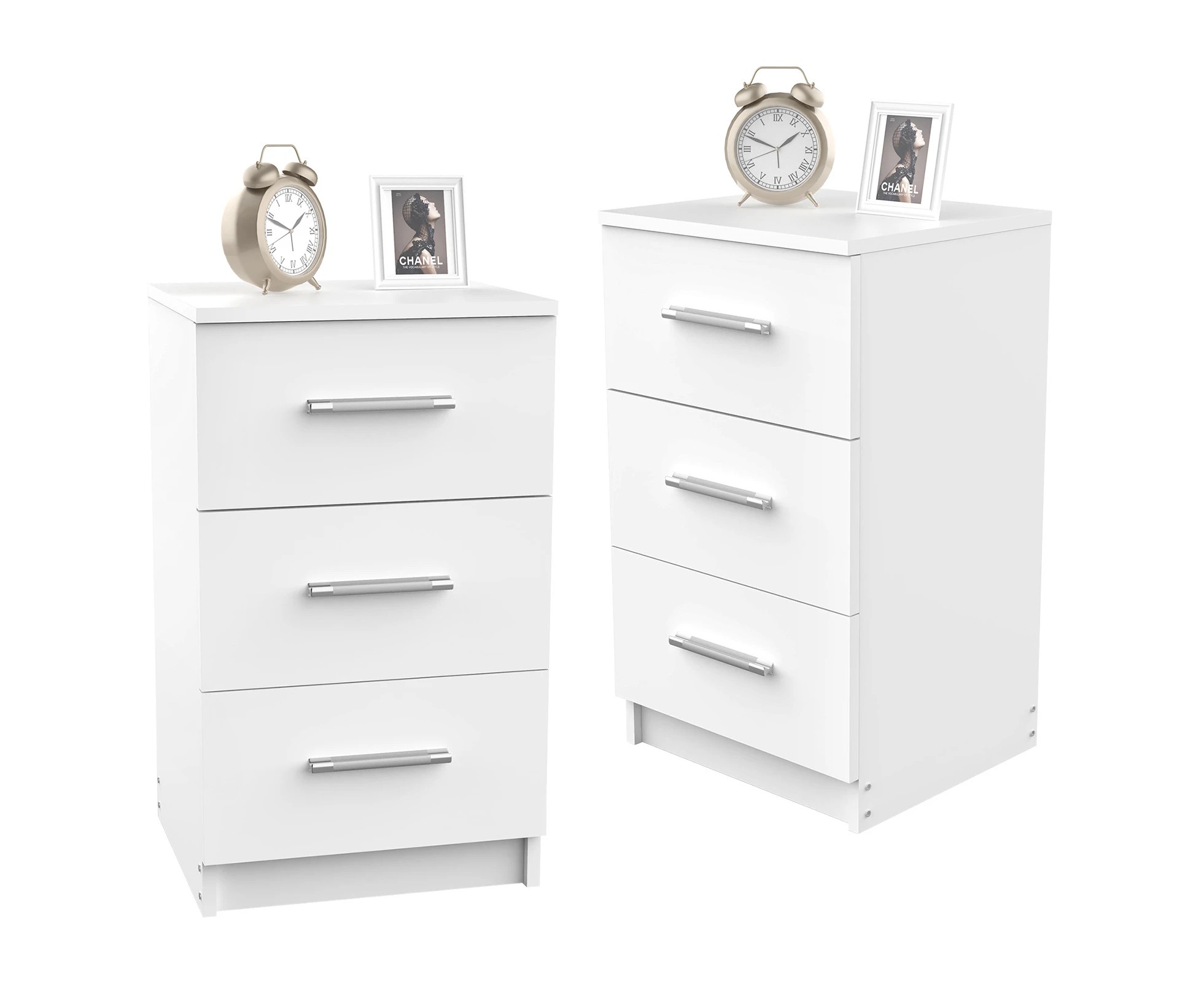 4 Advwin 3 Drawer Bedside Table Set of 2 White, 4 of 9