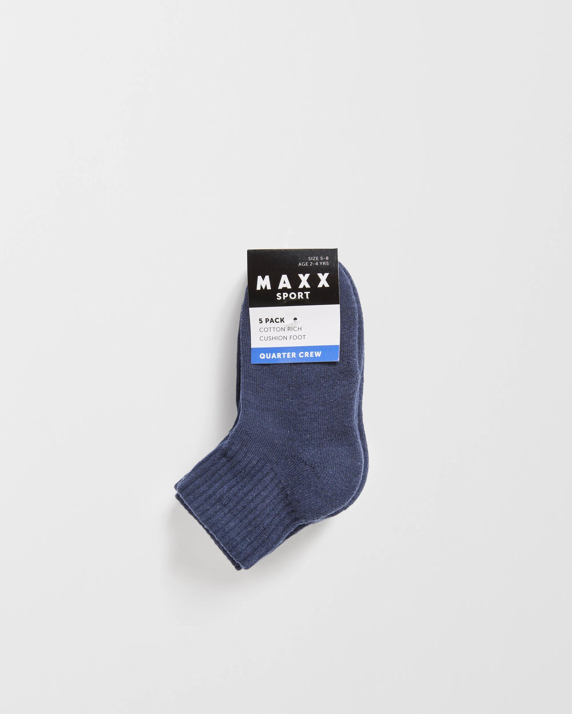 2 Maxx Australian Cotton Blend Sport Quarter Crew Socks 5 Pack NAVY, 2 of 3