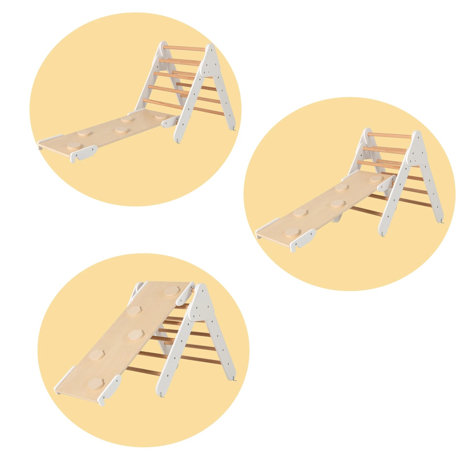 6 Costway Kids Climb Playset Wood Climbing Frame Rocking Arch Slide, 6 of 6