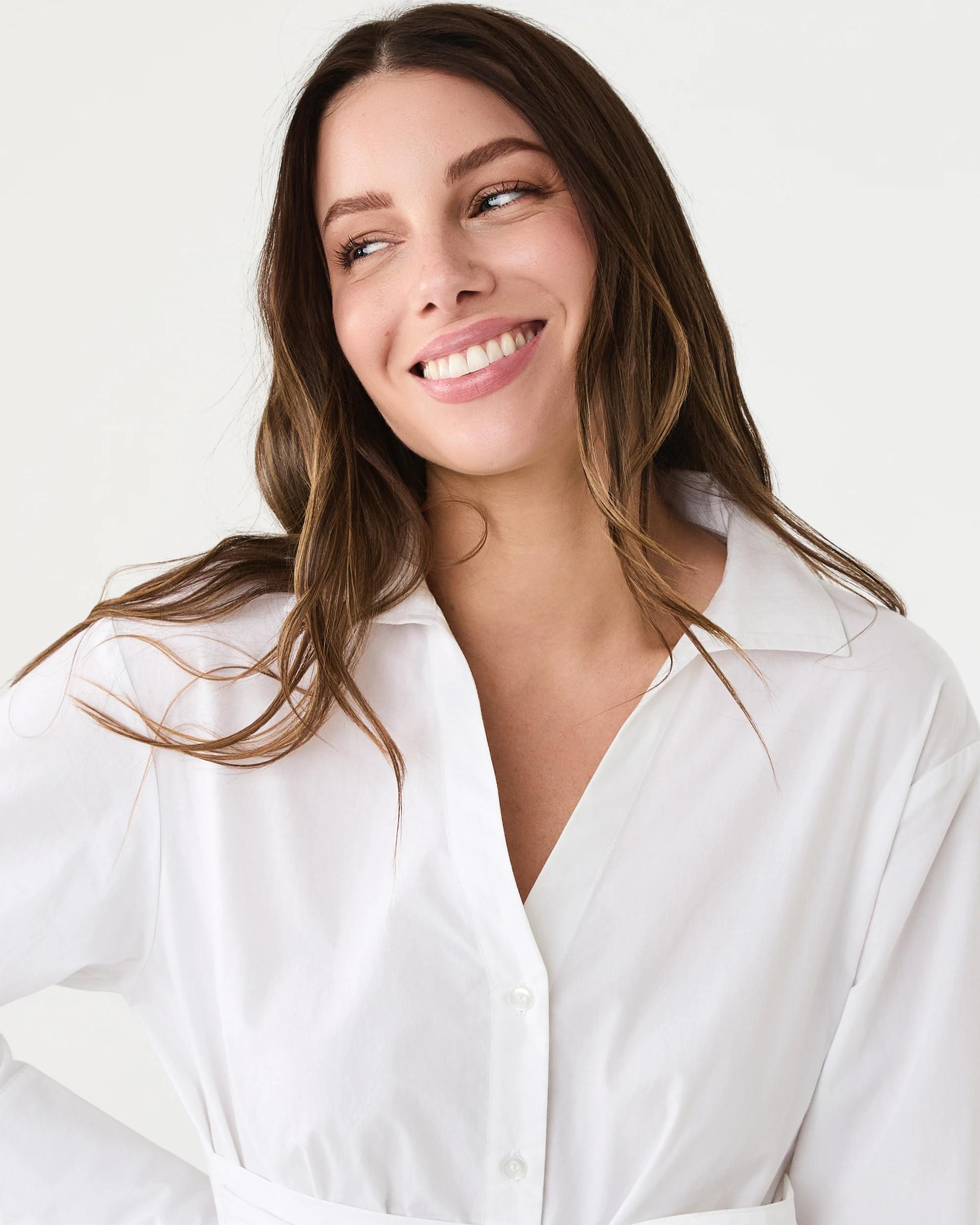 4 Long Sleeve Wrap Waist Shirt White, 4 of 8