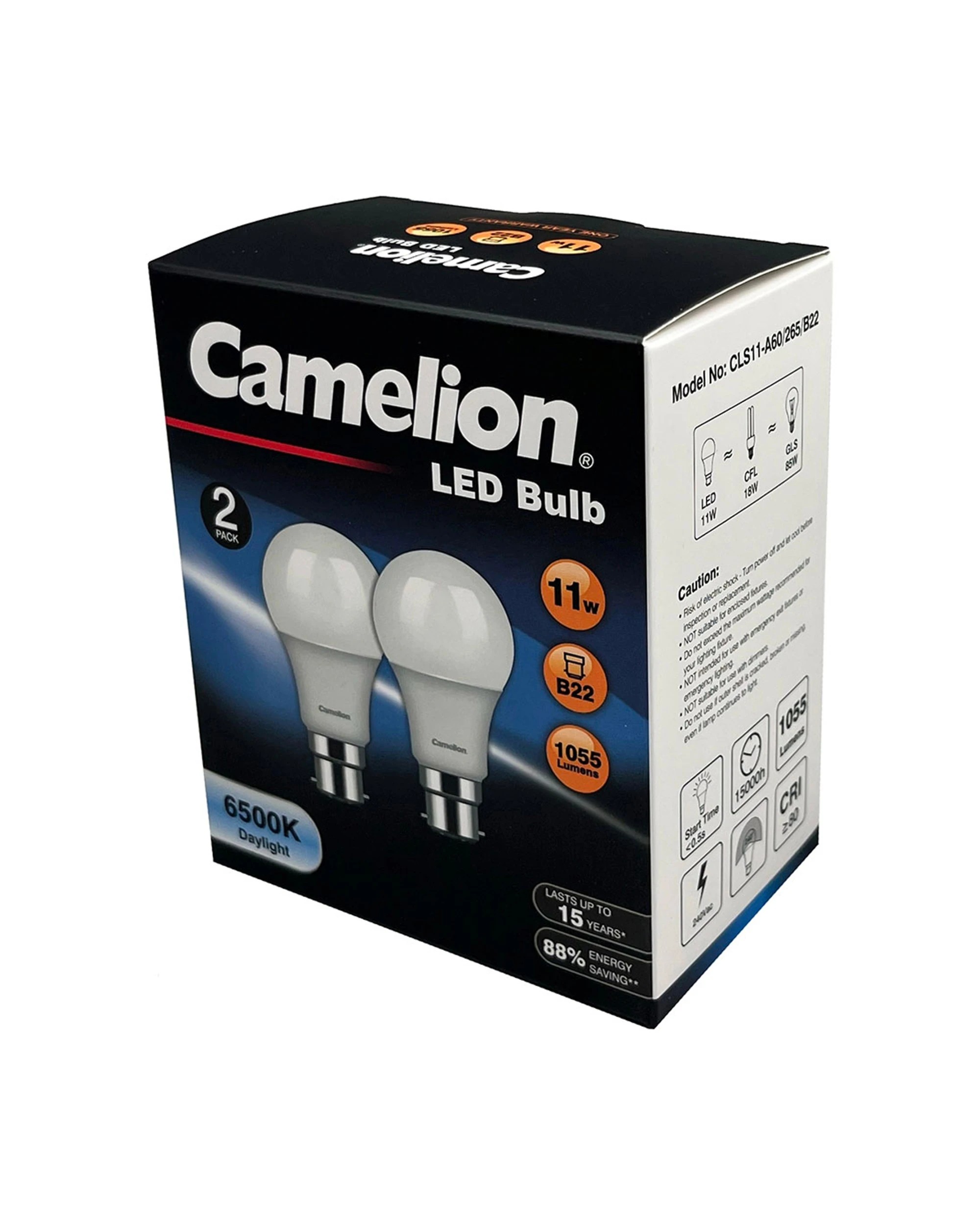 1 Camelion 2pc Led Light Globe 11W 240V Bayonet Daylight 6500K - White, 1 of 1