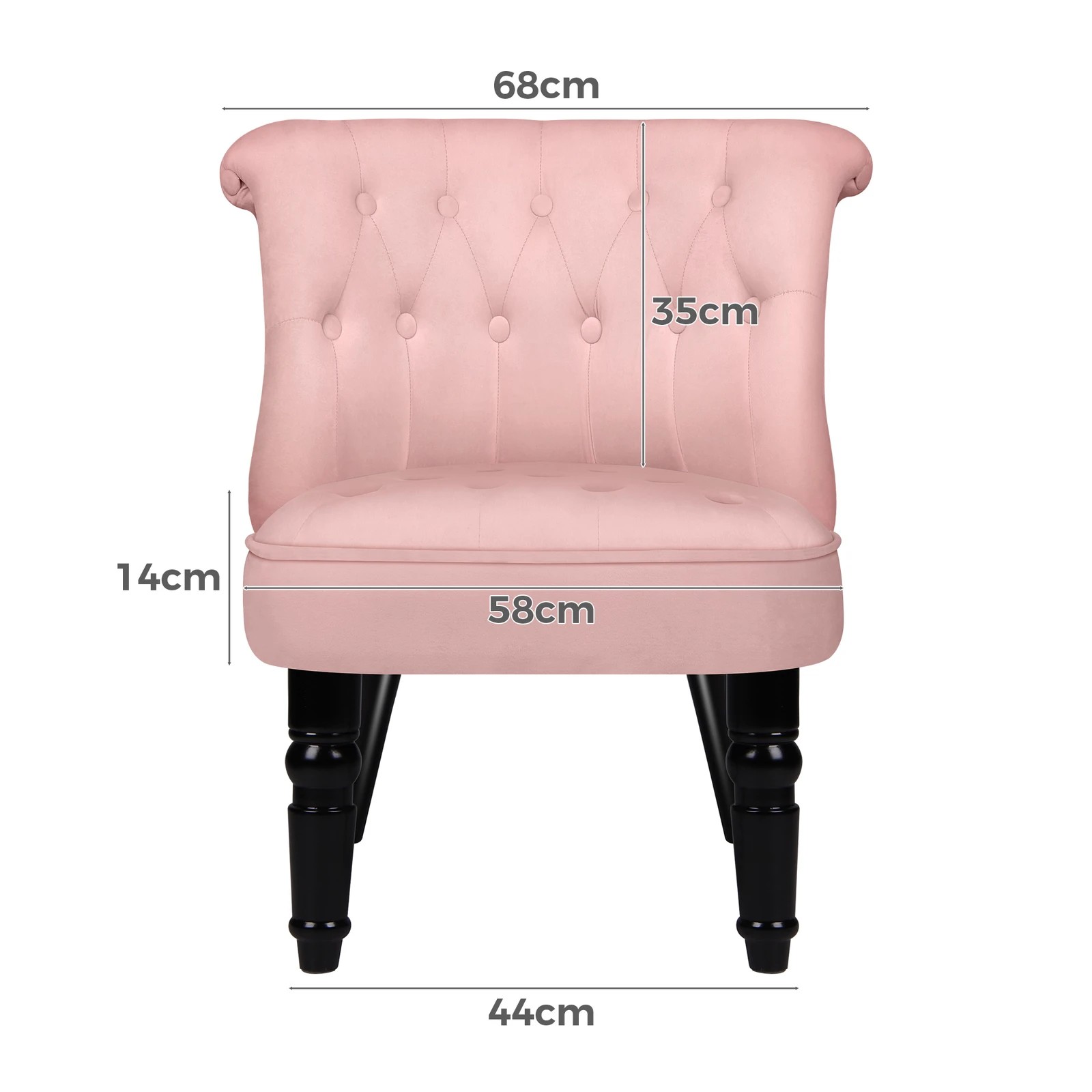 6 Alfordson Armchair Lounge Chair Wingback Accent Chair Velvet Tufted Sofa - Pink, 6 of 9
