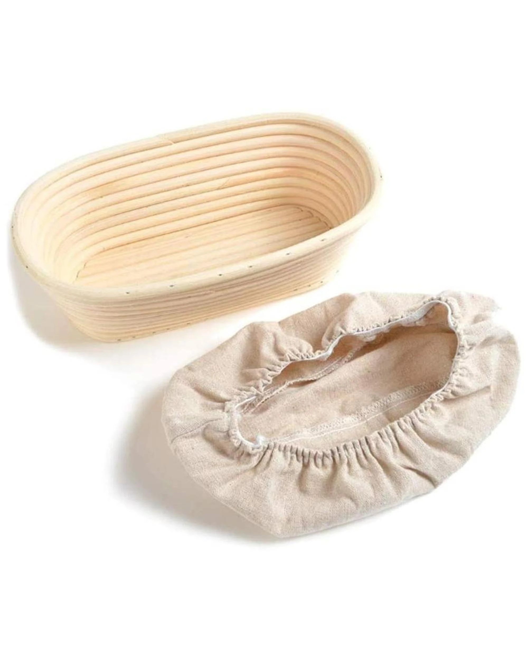 3 Loyal Banneton Rattan Proofing Basket Long & Liner 24x12cm & Half Moon Scraper, 3 of 4