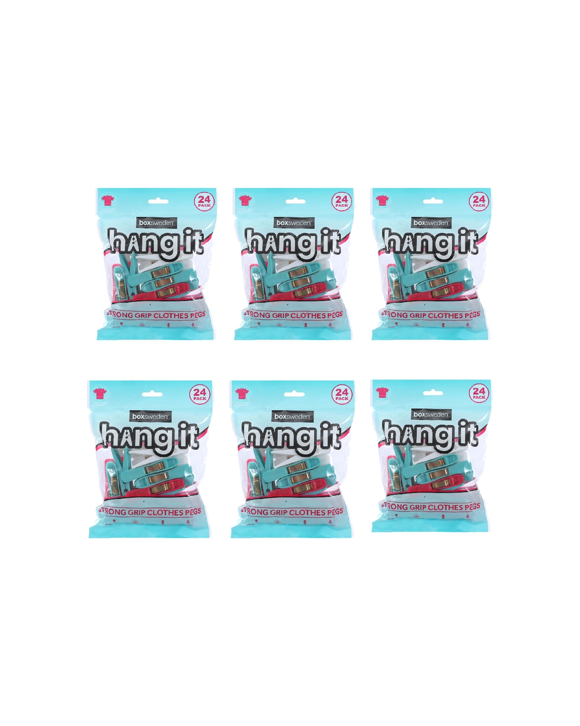 1 Boxsweden 6x 24PK Hangit Strong Grip Clothes Pegs Clips UV Resistant Anti-Resistant - Multi, 1 of 5