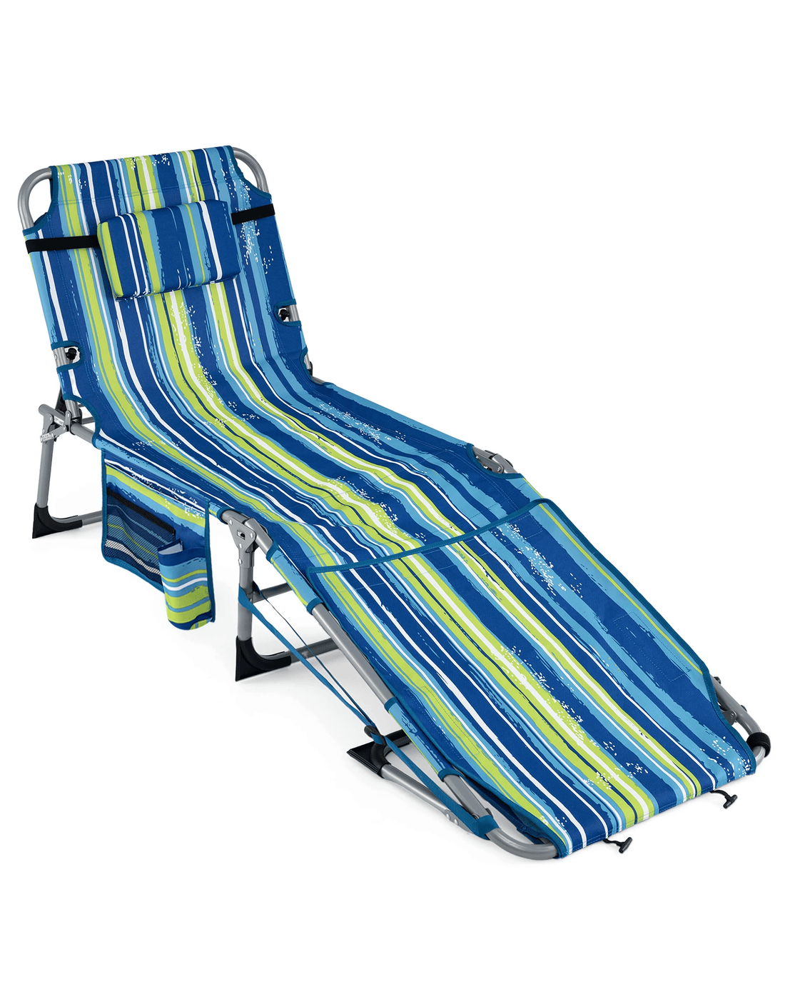 Costway Folding Outdoor Lounge Chair w/Face Arm Hole Portable Tanning ...