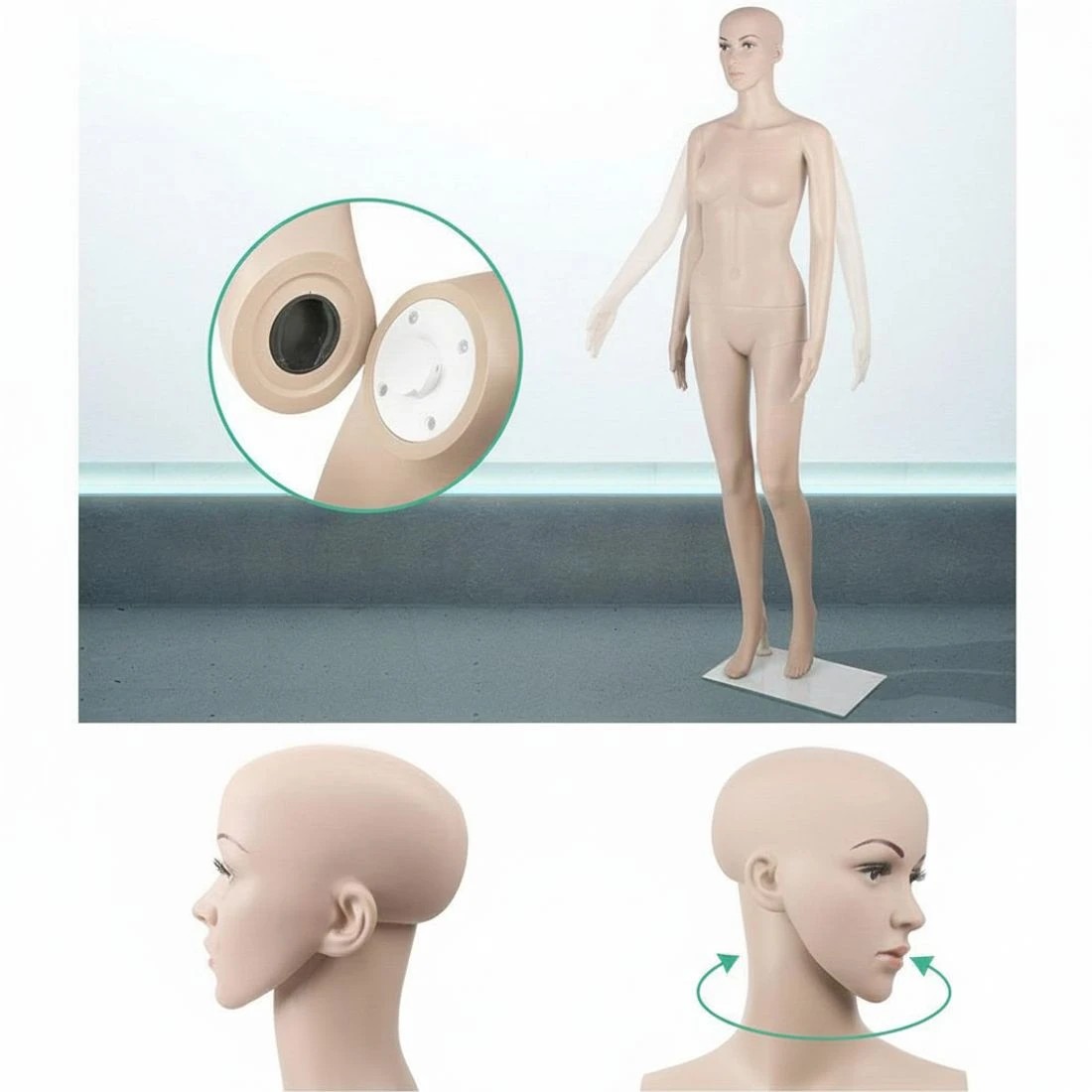 4 Embellir Female Mannequin Full Body w/Head Dummy Model Display Dressmaking - White, 4 of 8