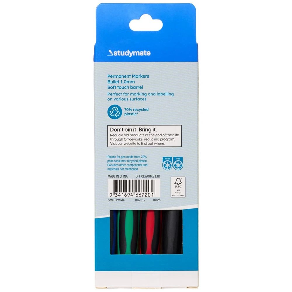 3 Studymate Permanent Marker 2.0mm Assorted 4 Pack, 3 of 7