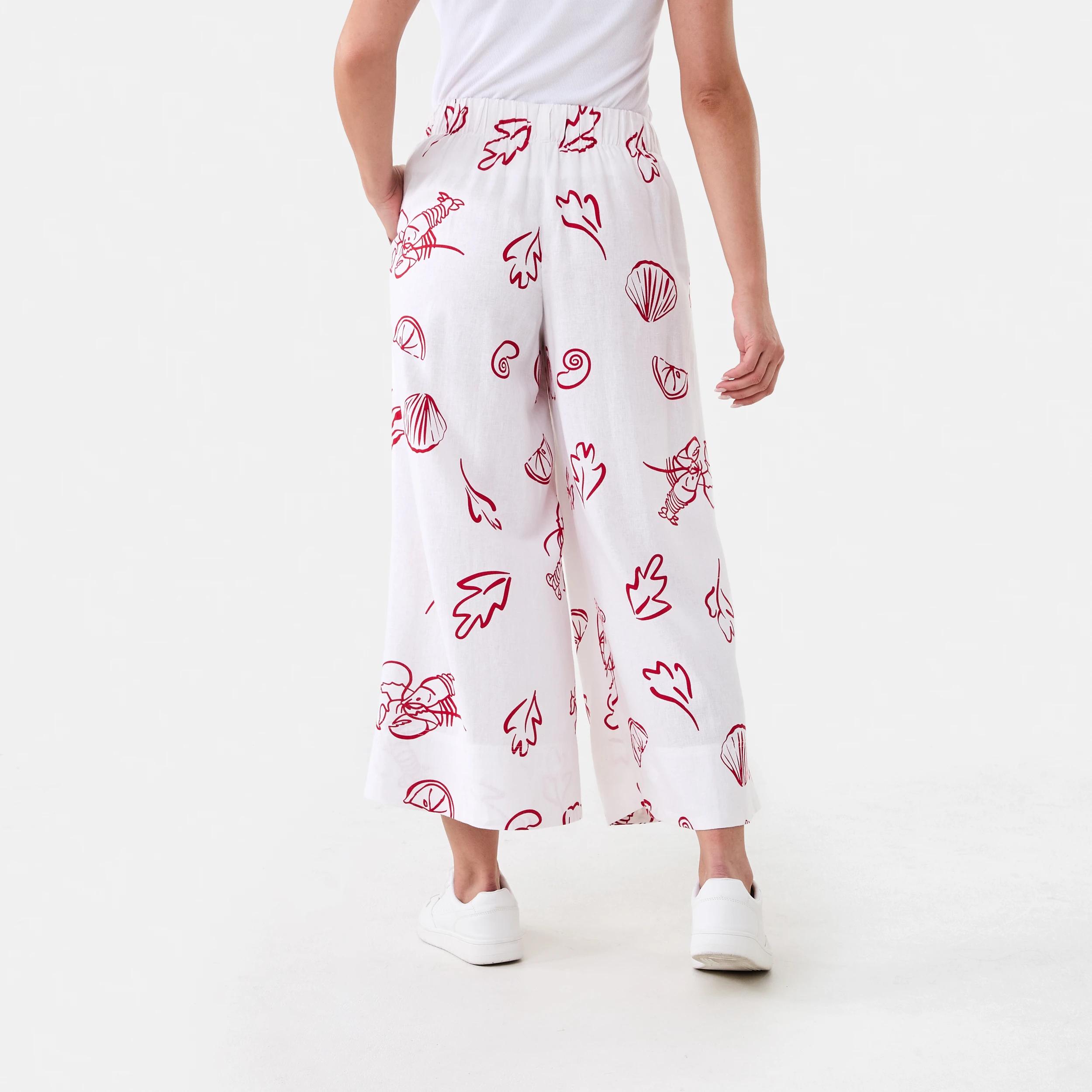 3 Printed Linen Blend Pants Red Vacay, 3 of 5
