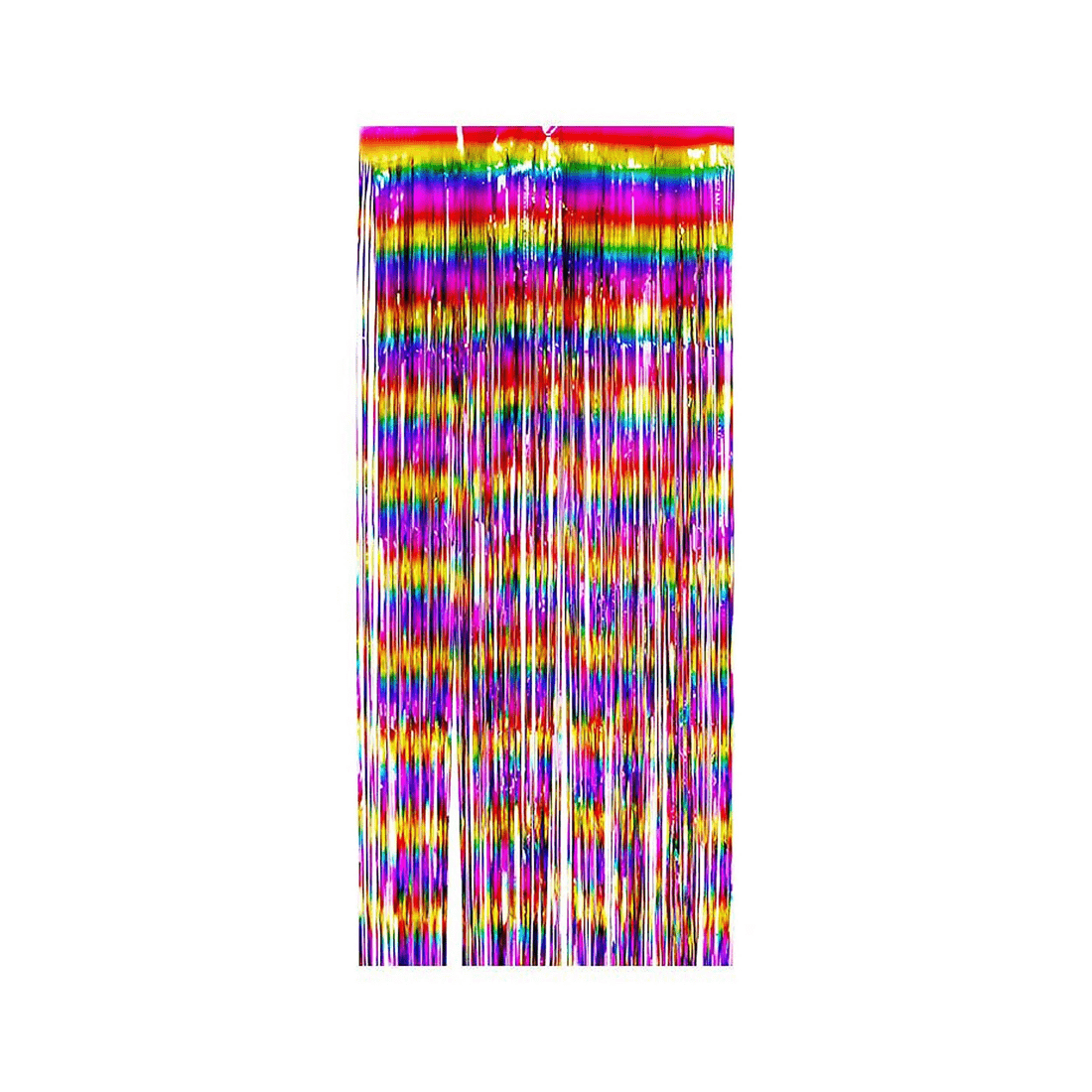 1 Party Maker Metallic Multi-Colour Foil Backdrop Curtain 100cm x 200cm, 1 of 5