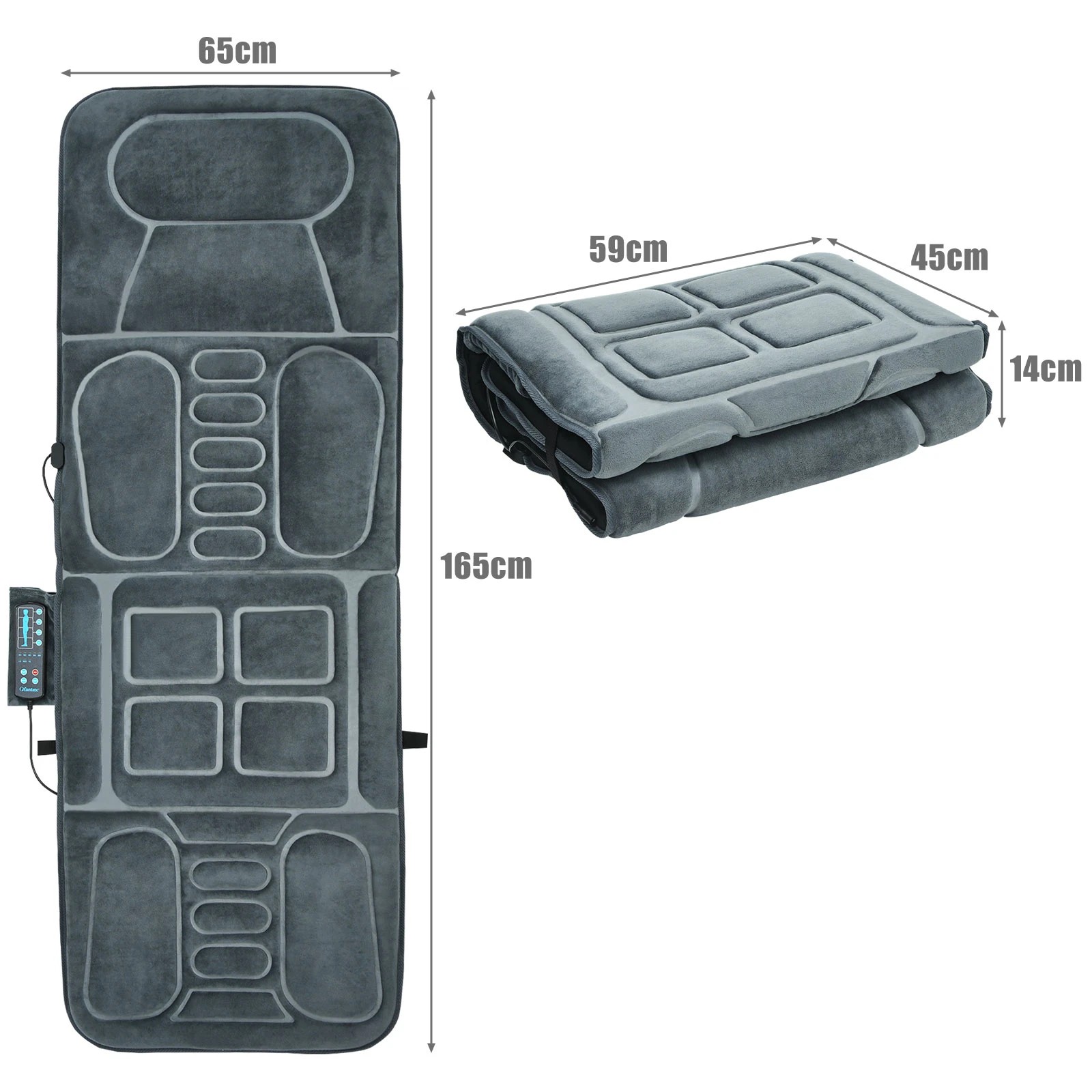 2 Costway 10 Motors Vibrating Massage Mat w/Heat Full Body Massager, 2 of 4