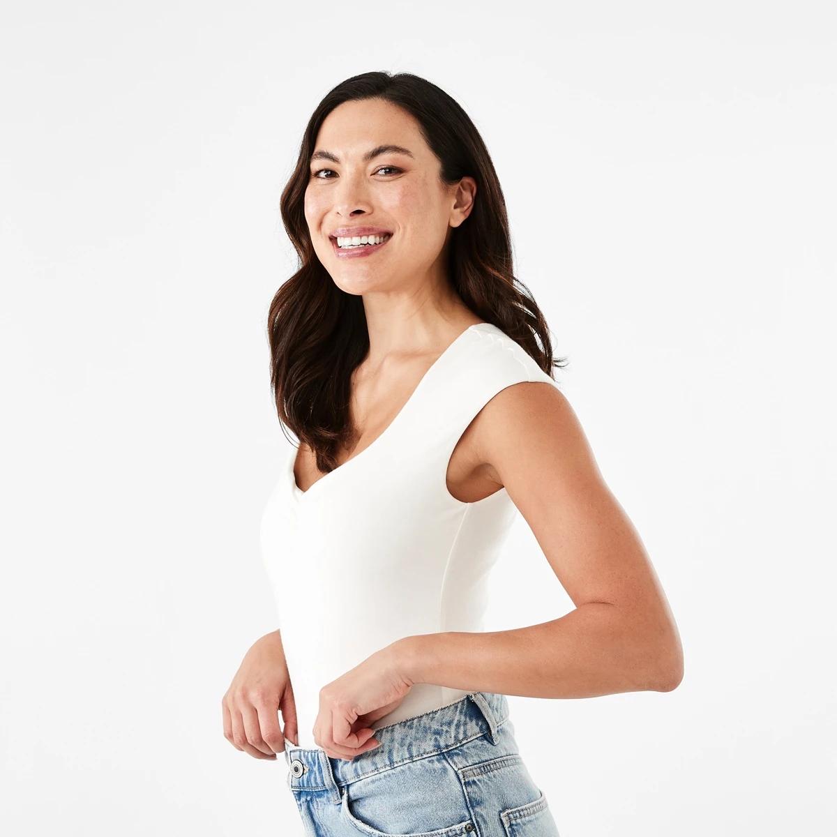 3 Cap Sleeve Bodysuit Ecru, 3 of 6