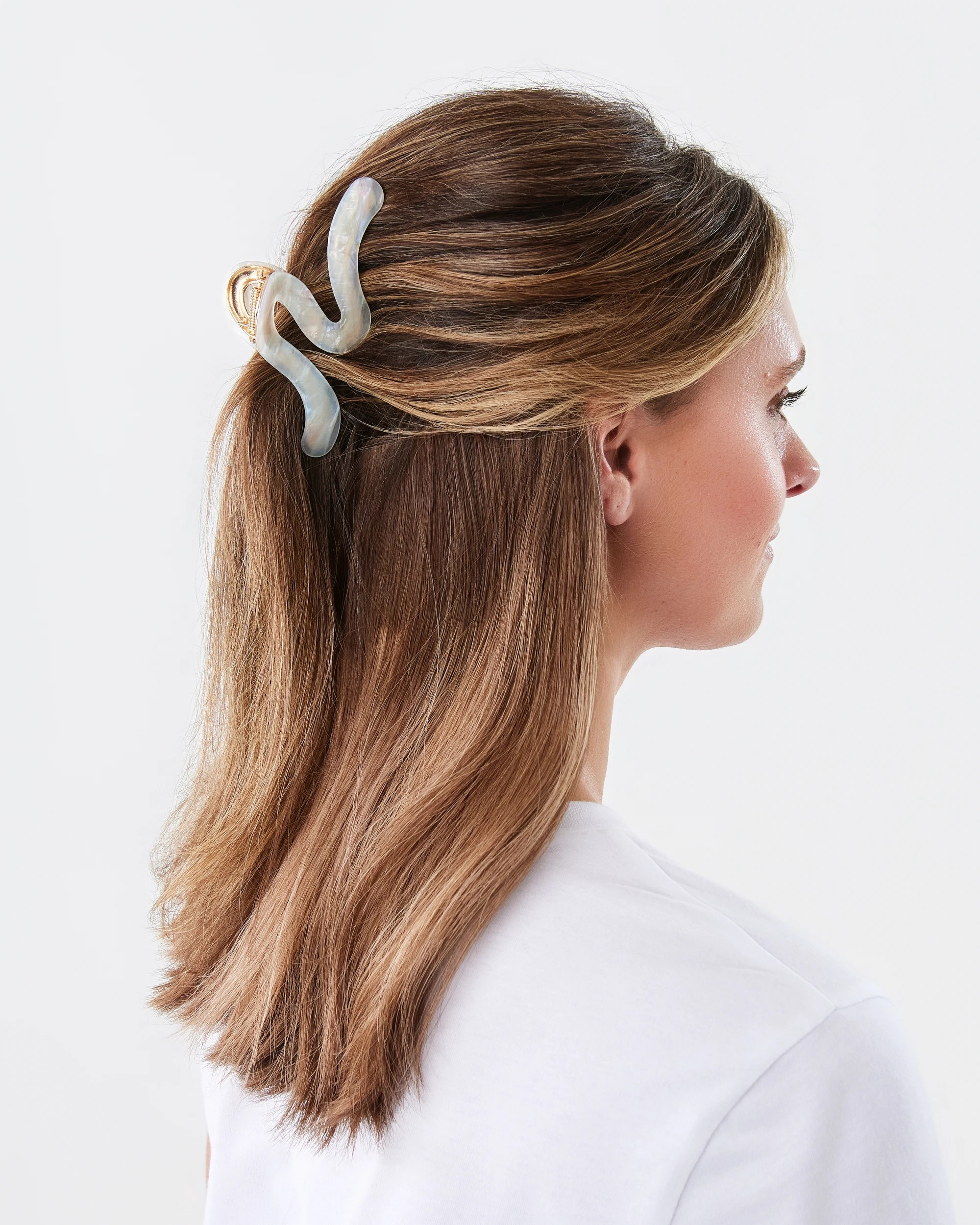 2 White Swirl Metal Resin Claw Hair Clip, 2 of 3