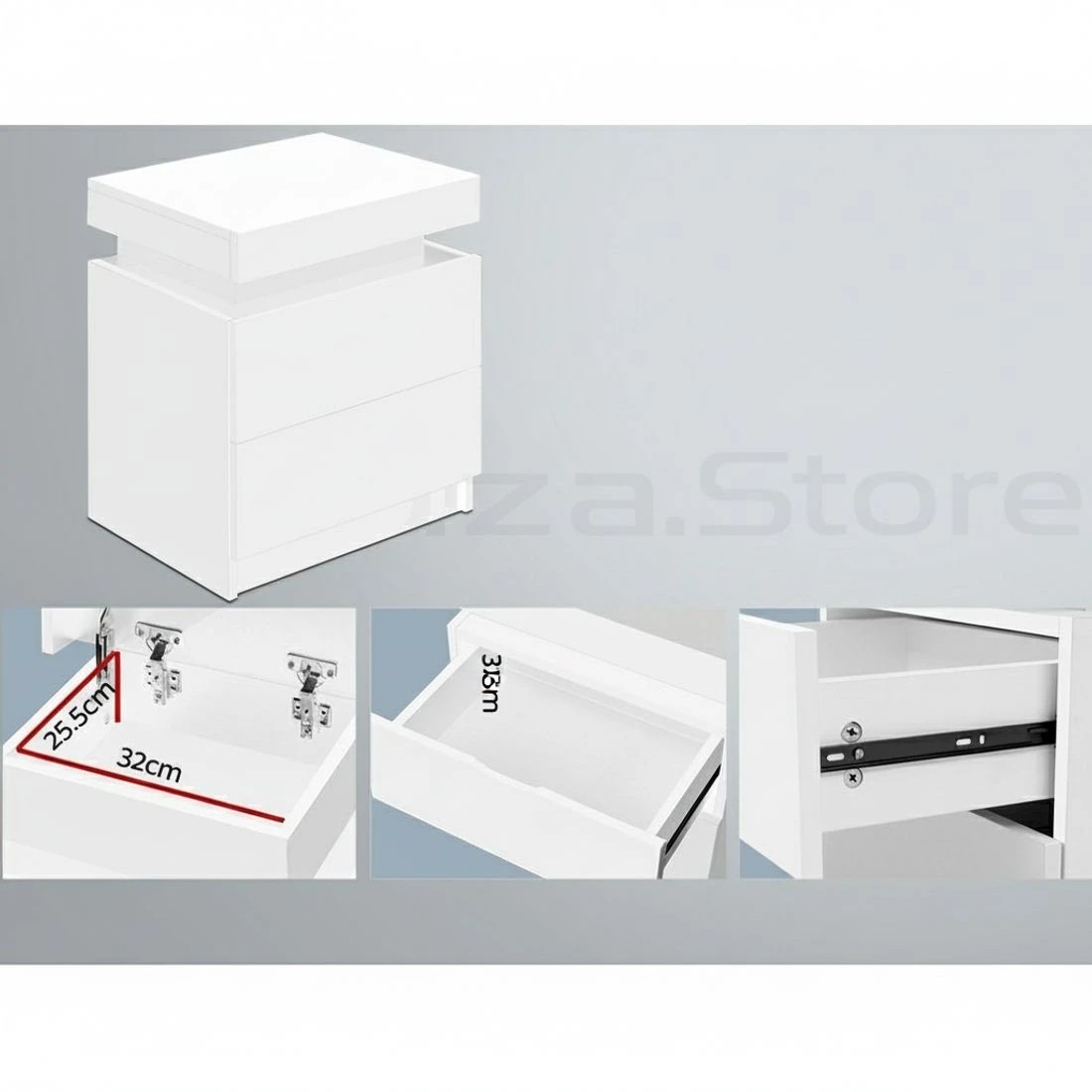 6 Artiss 2X Bedside Table 2 Drawers Lift-up Storage - White, 6 of 8